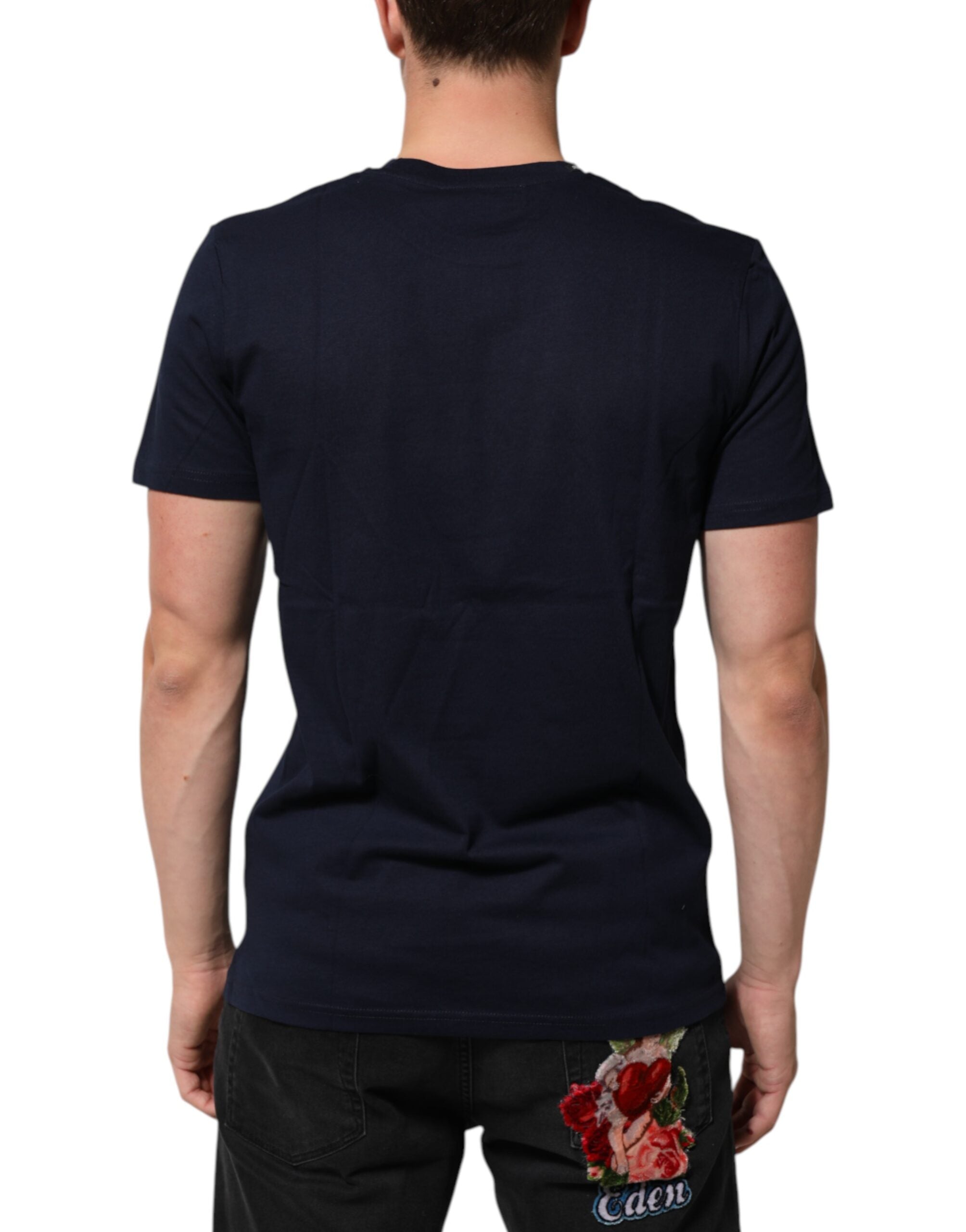 Dolce &amp; Gabbana Mørkeblå Bomuld DG Logo Print Herretop T-shirt