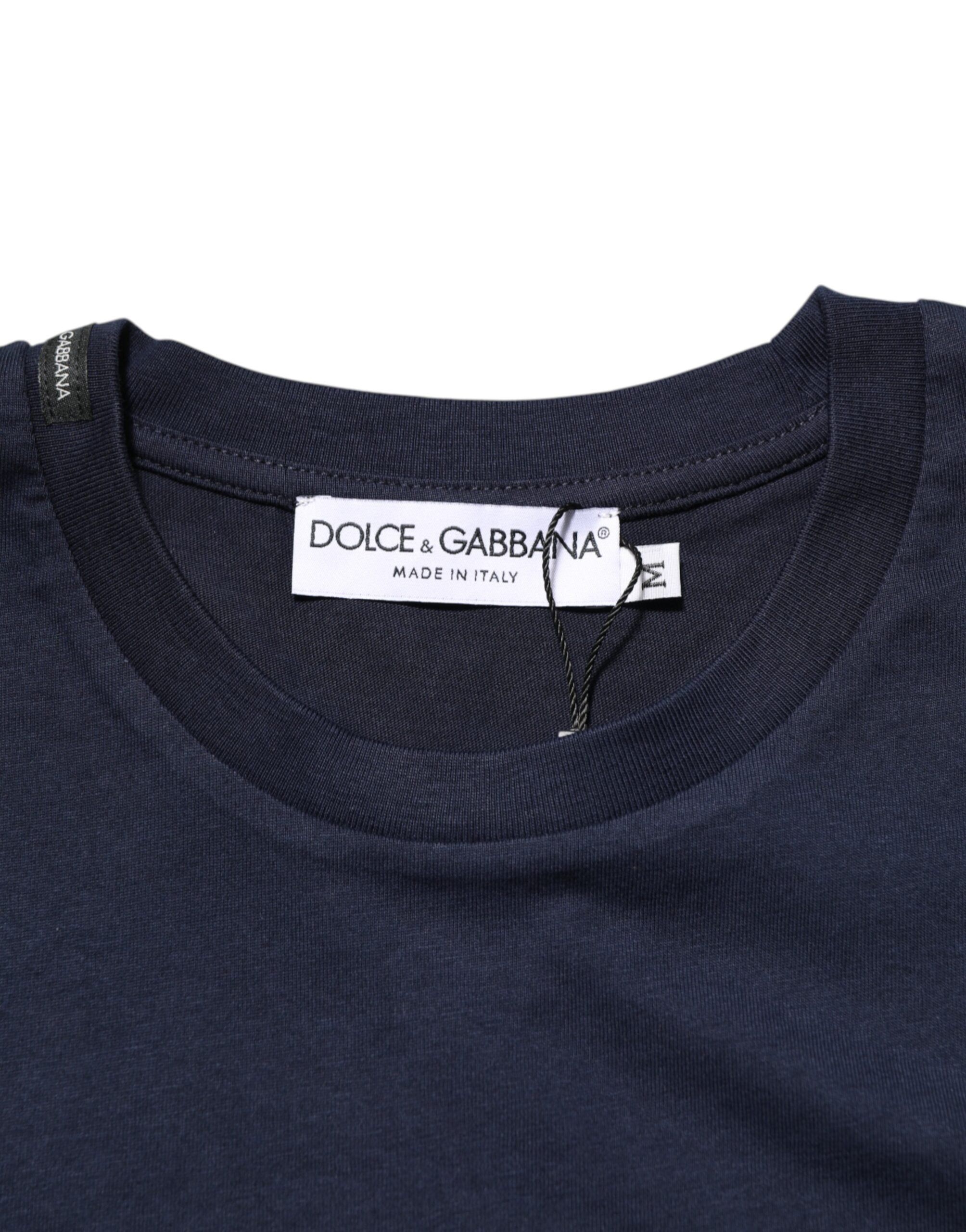 Dolce &amp; Gabbana Mørkeblå Bomuld DG Logo Print Herretop T-shirt