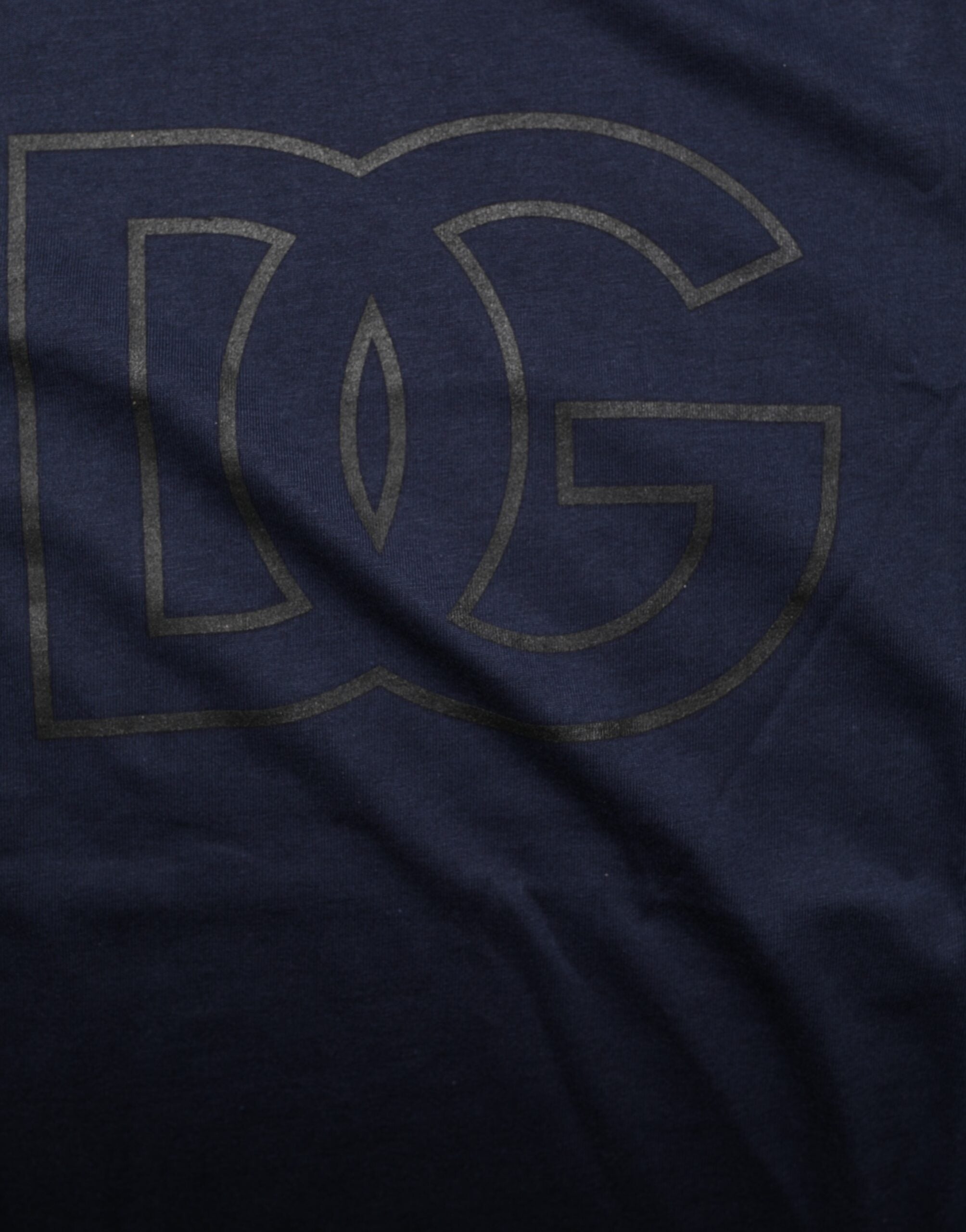 Dolce &amp; Gabbana Mørkeblå Bomuld DG Logo Print Herretop T-shirt
