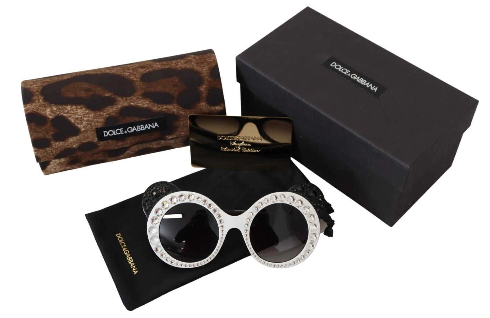 Dolce &amp; Gabbana DG4325BM Hvide Sorte Acetat Krystal Solbriller