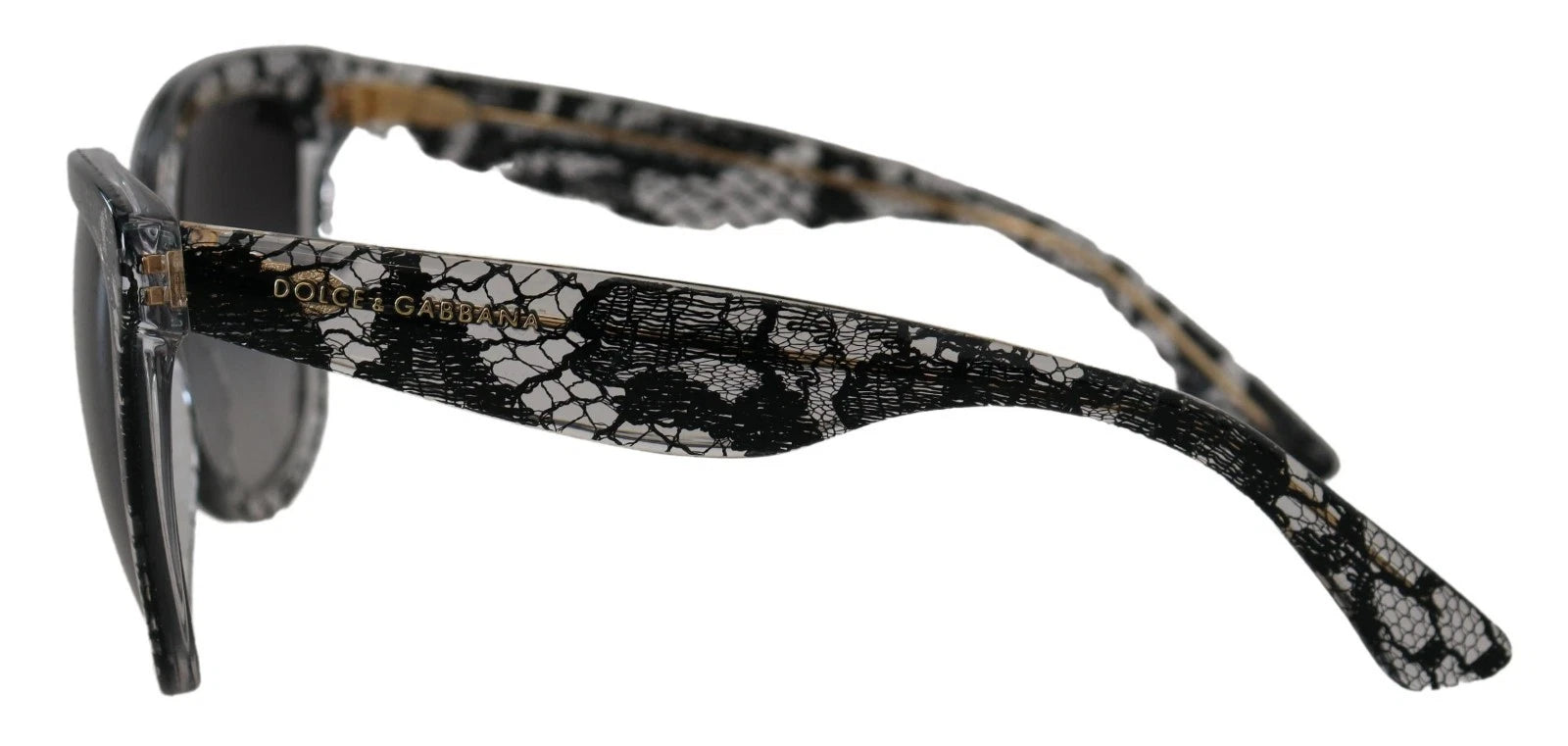 Dolce & Gabbana DG4190 Black Lace Acetate Crystal Round Sunglasses