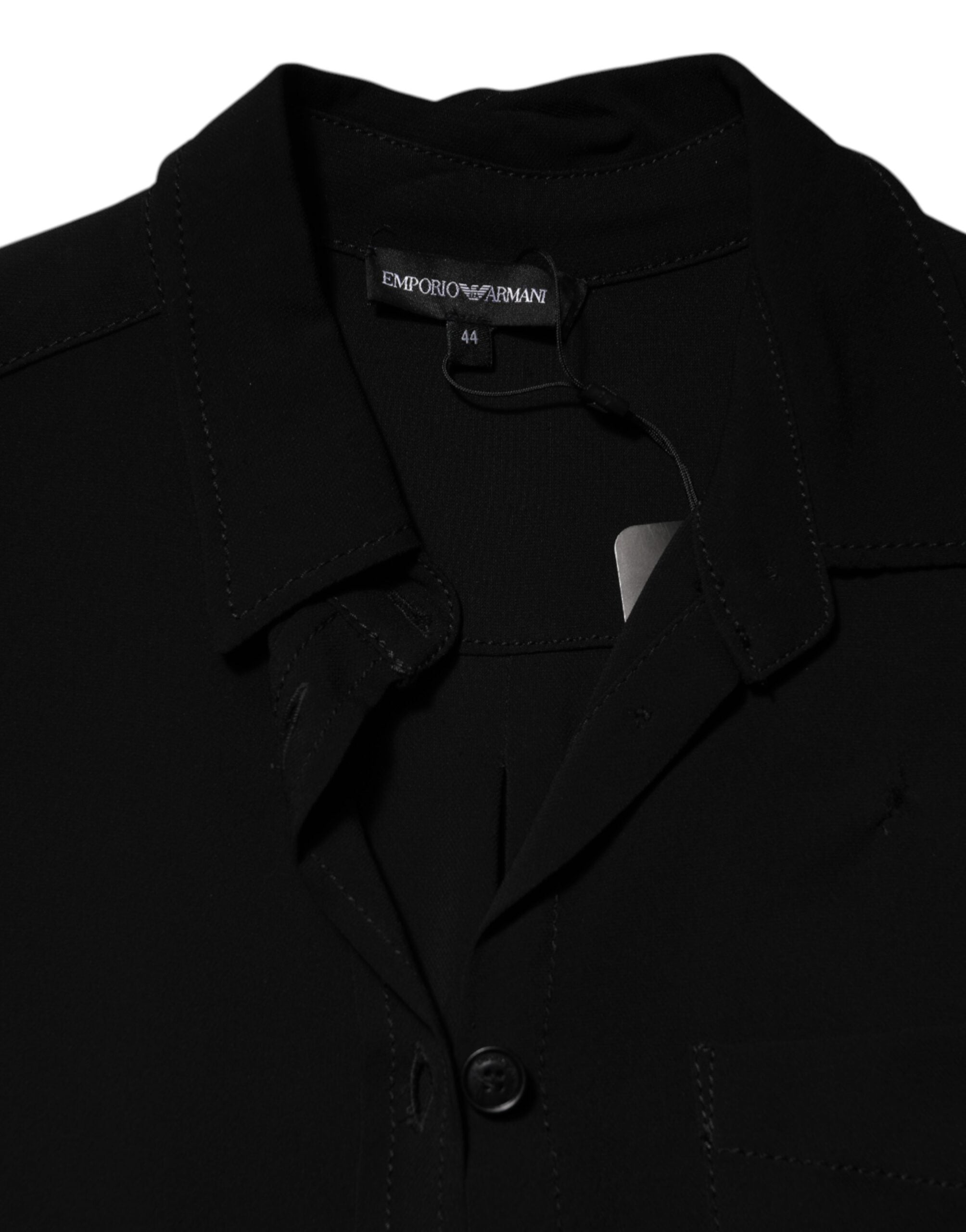 Emporio Armani Svart Viskosblandad Skjortaklänning Med Bälte