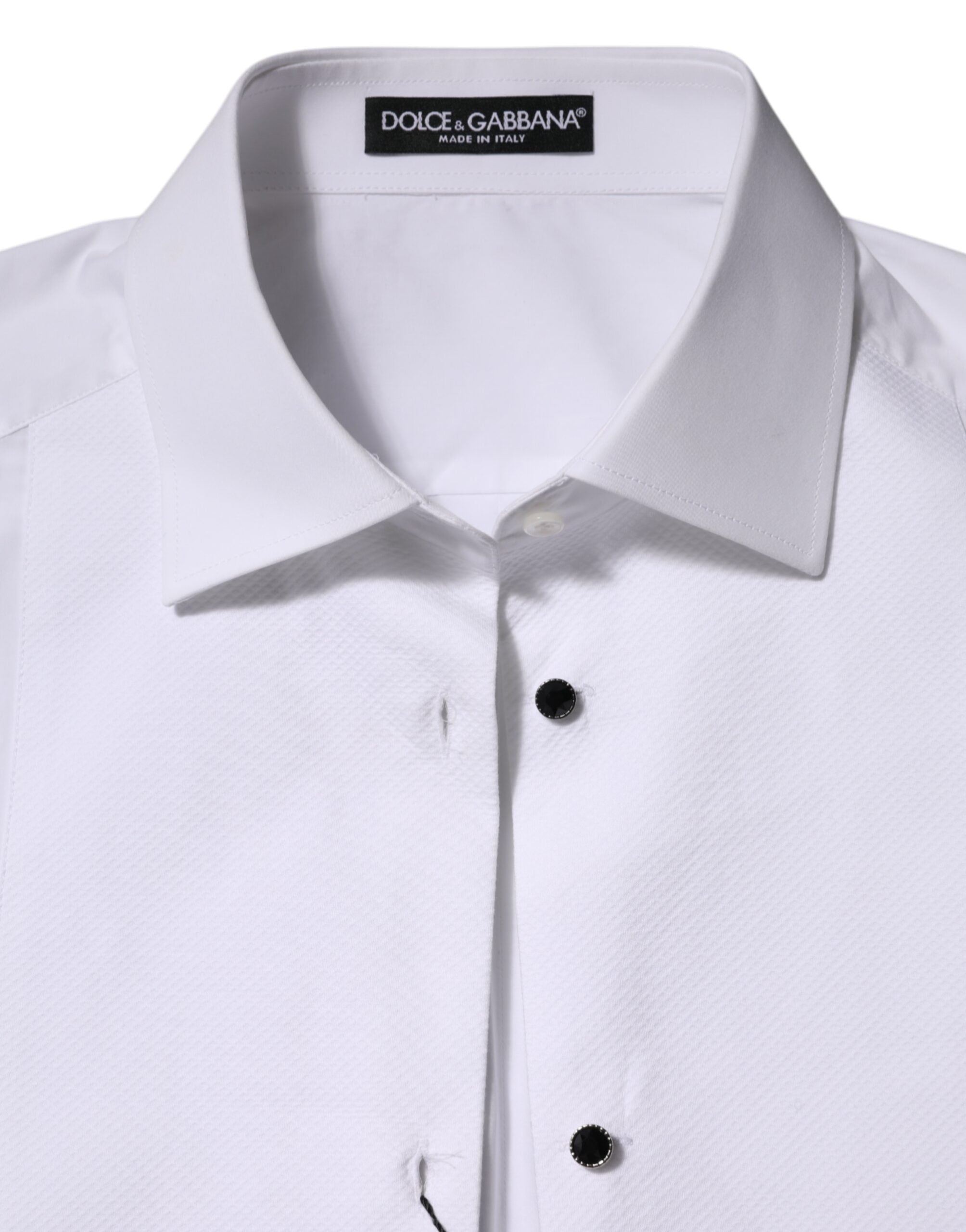 Dolce & Gabbana White Cotton Tuxedo Bib Long Sleeve Dress Shirt