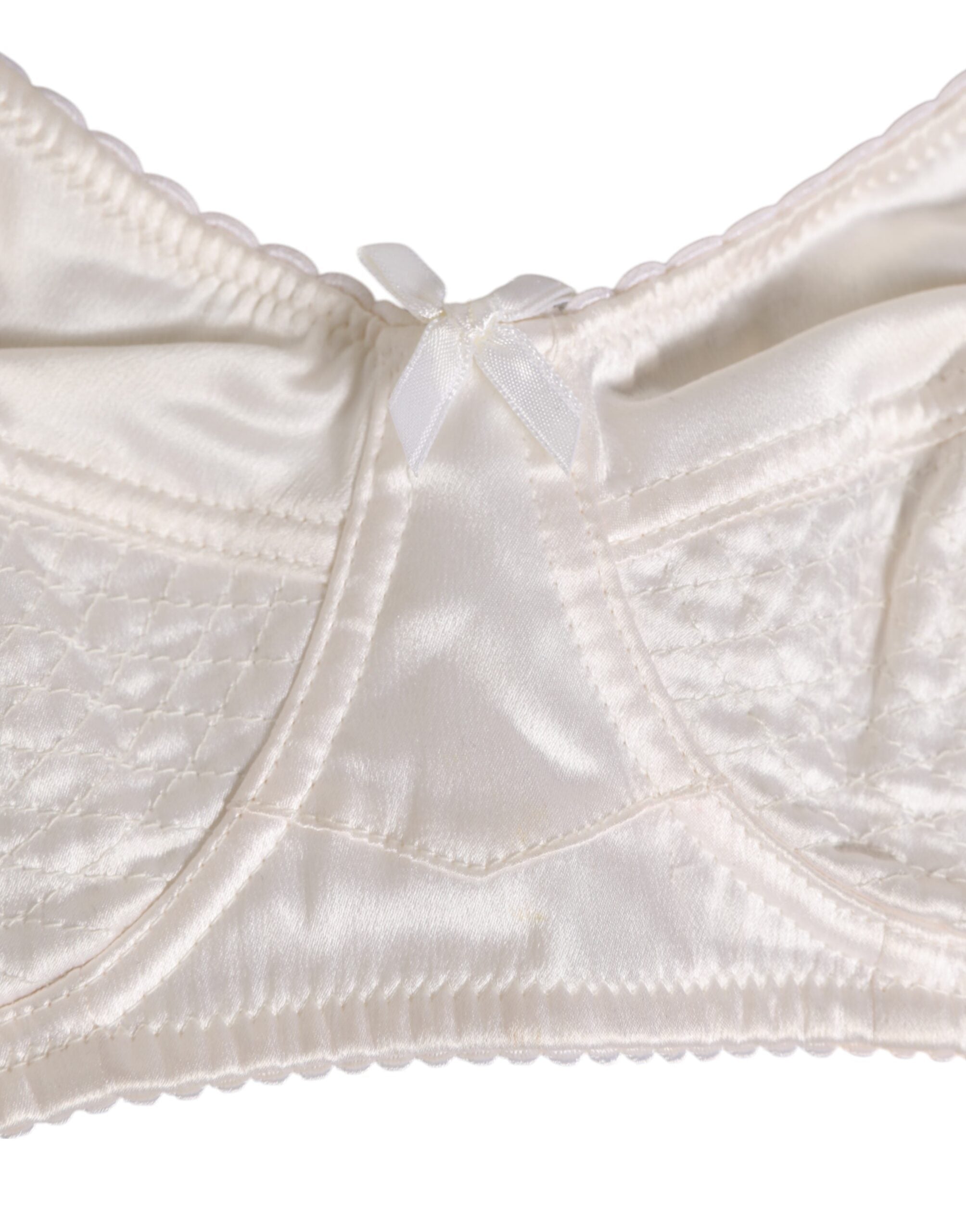 Dolce &amp; Gabbana Hvid Silke Satin Soft Cup Lingeri Bh Undertøj