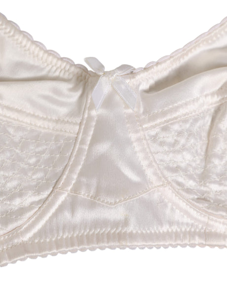 Dolce &amp; Gabbana Hvid Silke Satin Soft Cup Lingeri Bh Undertøj