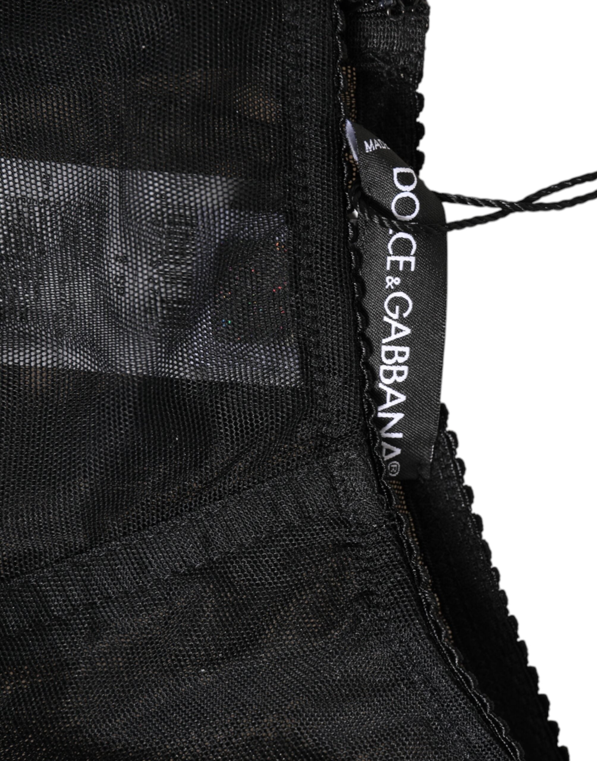 Dolce &amp; Gabbana Sort højtaljet mesh transparent shapewear-undertøj