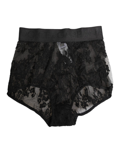 Dolce & Gabbana High Waist Briefs Black Floral Lace  Underwear