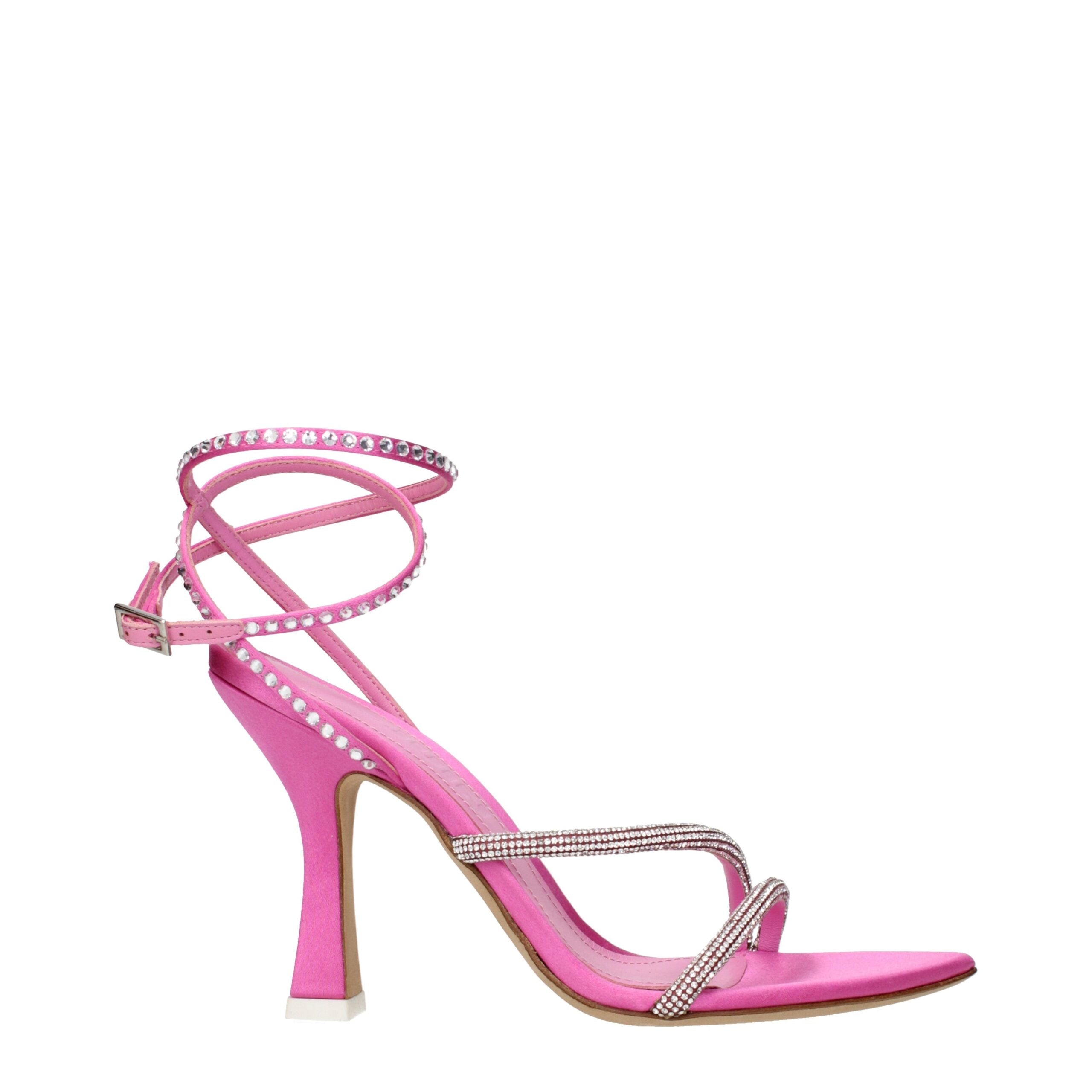 3Juin Pink Satin Stiletto Heels Sandals