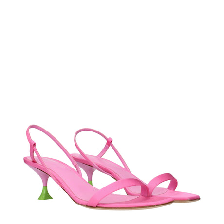 3Juin Pink Fabric Stiletto Heels Sandals