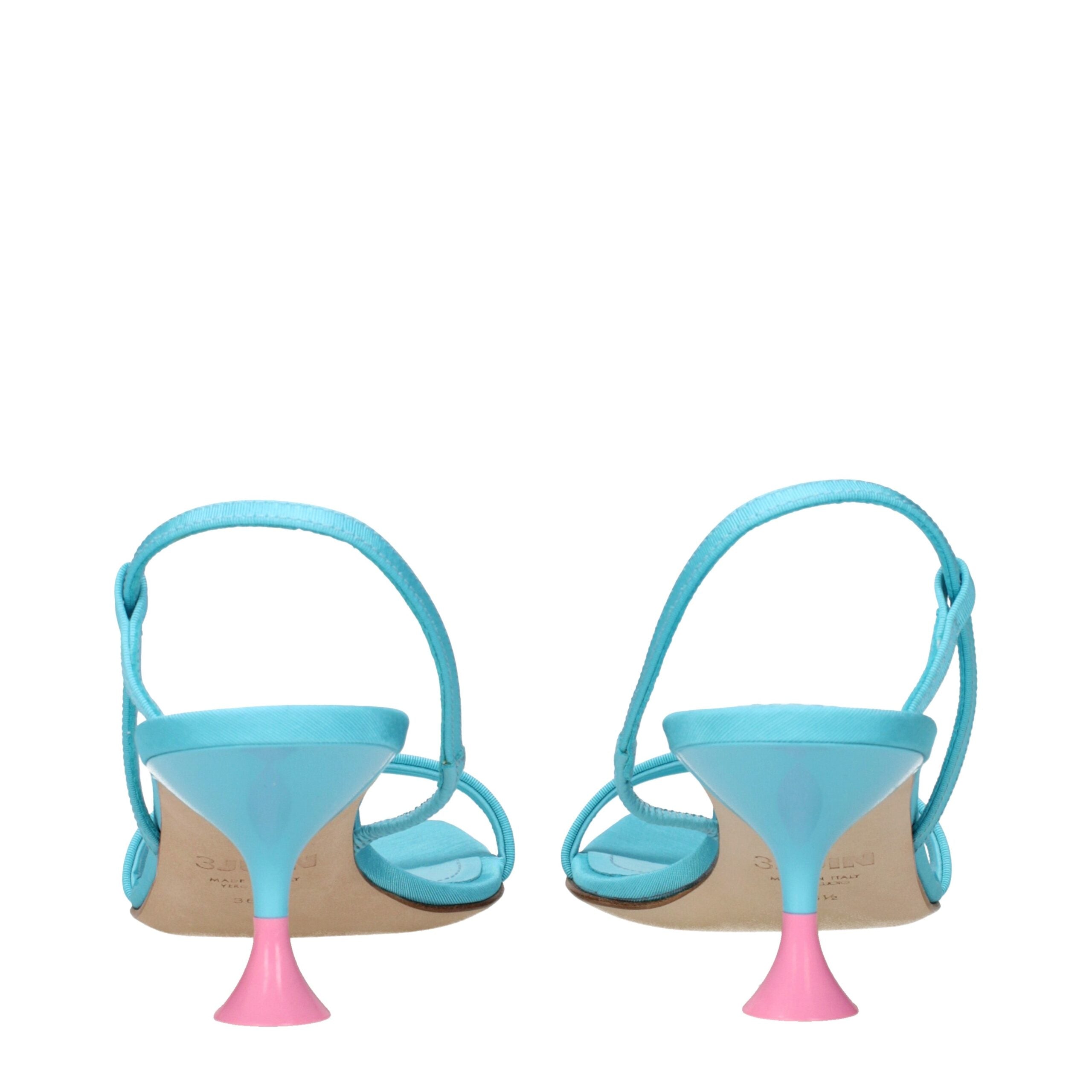 3Juin Blue Fabric Stiletto Heels Sandals