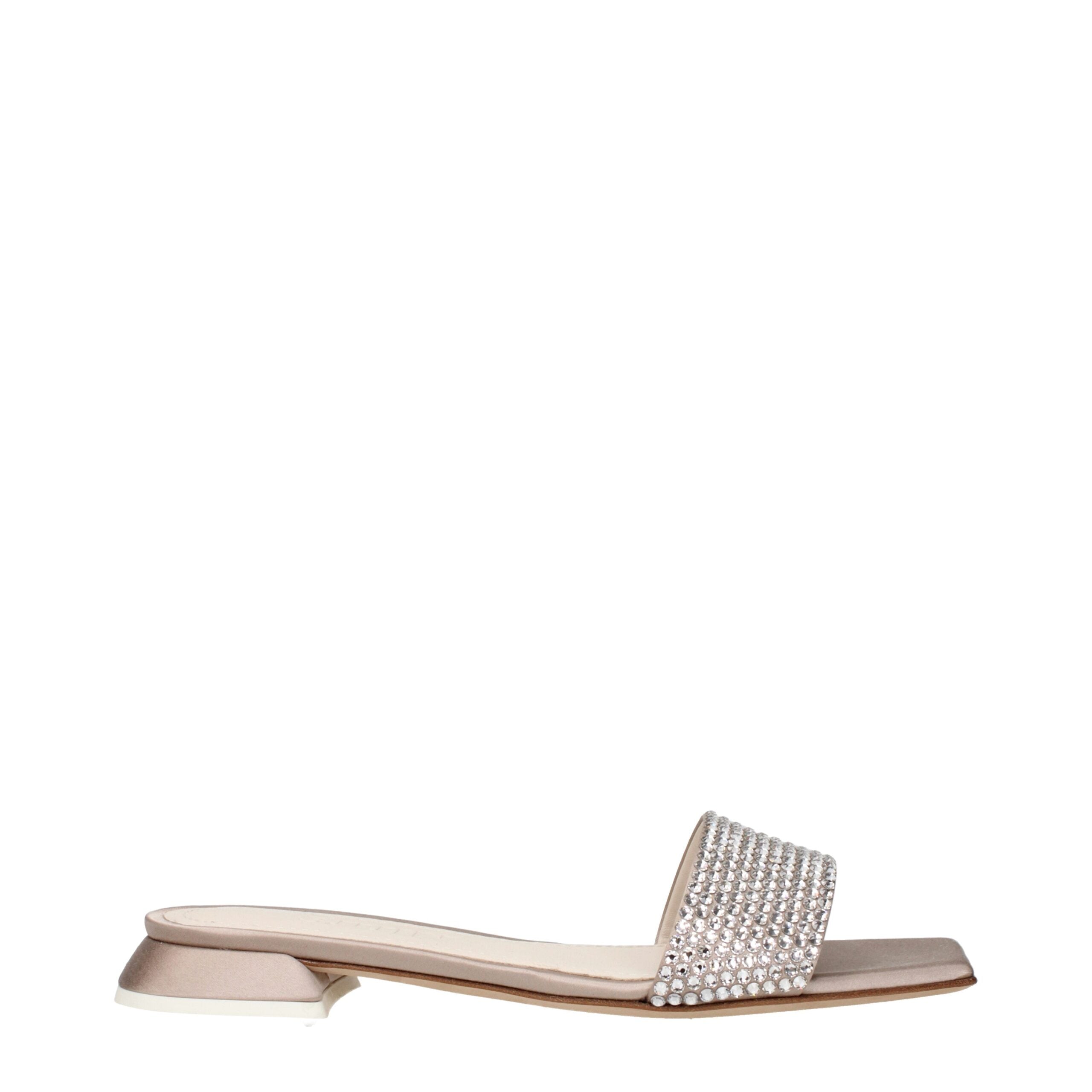 3Juin Beige Satin Slippers Sandals