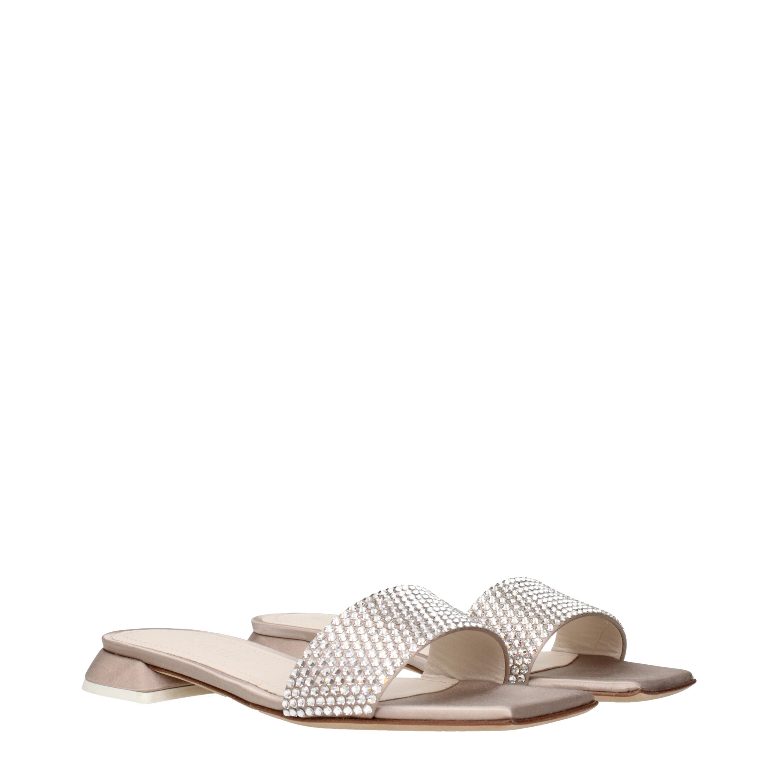 3Juin Beige Satin Slippers Sandals