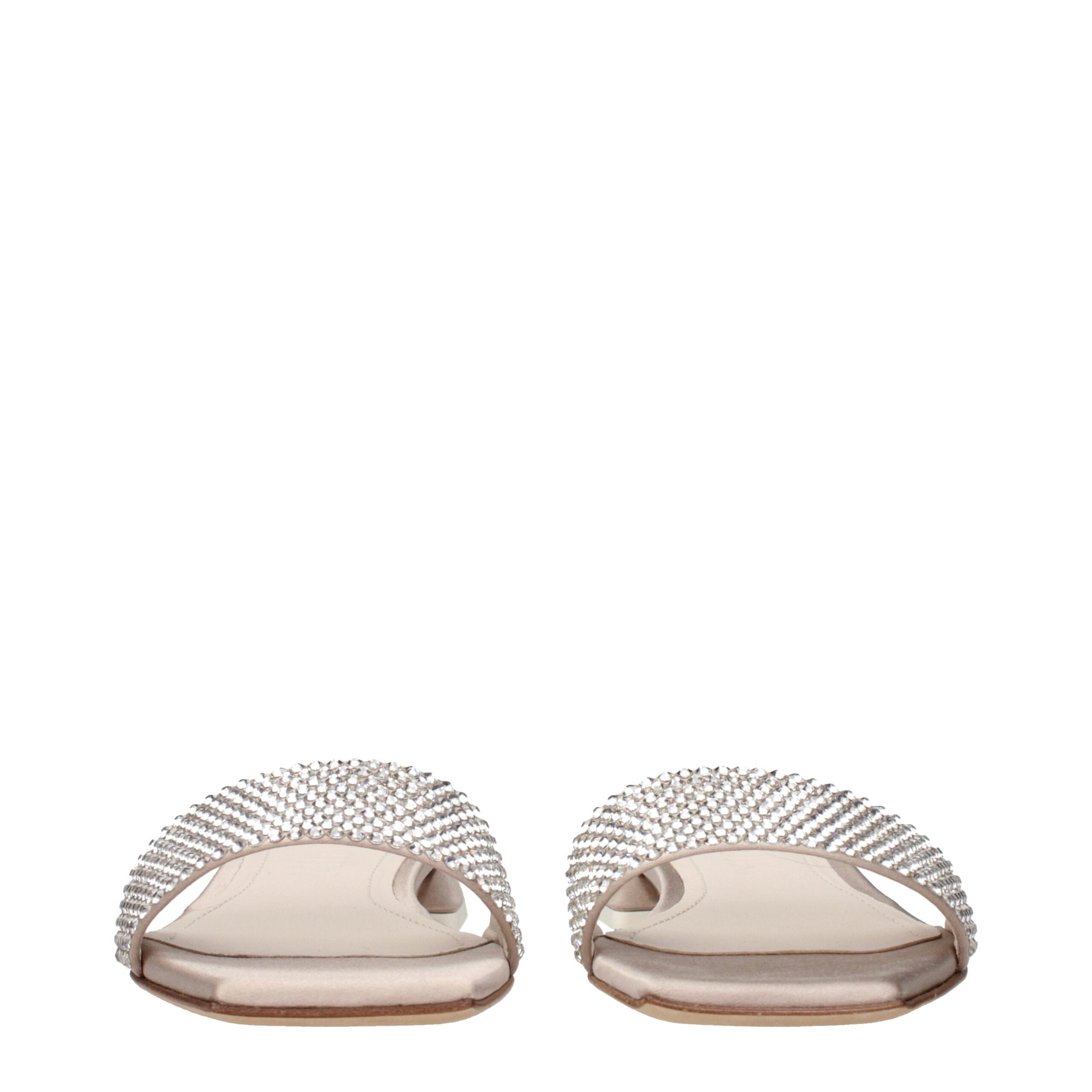 3Juin Beige Satin Slippers Sandals