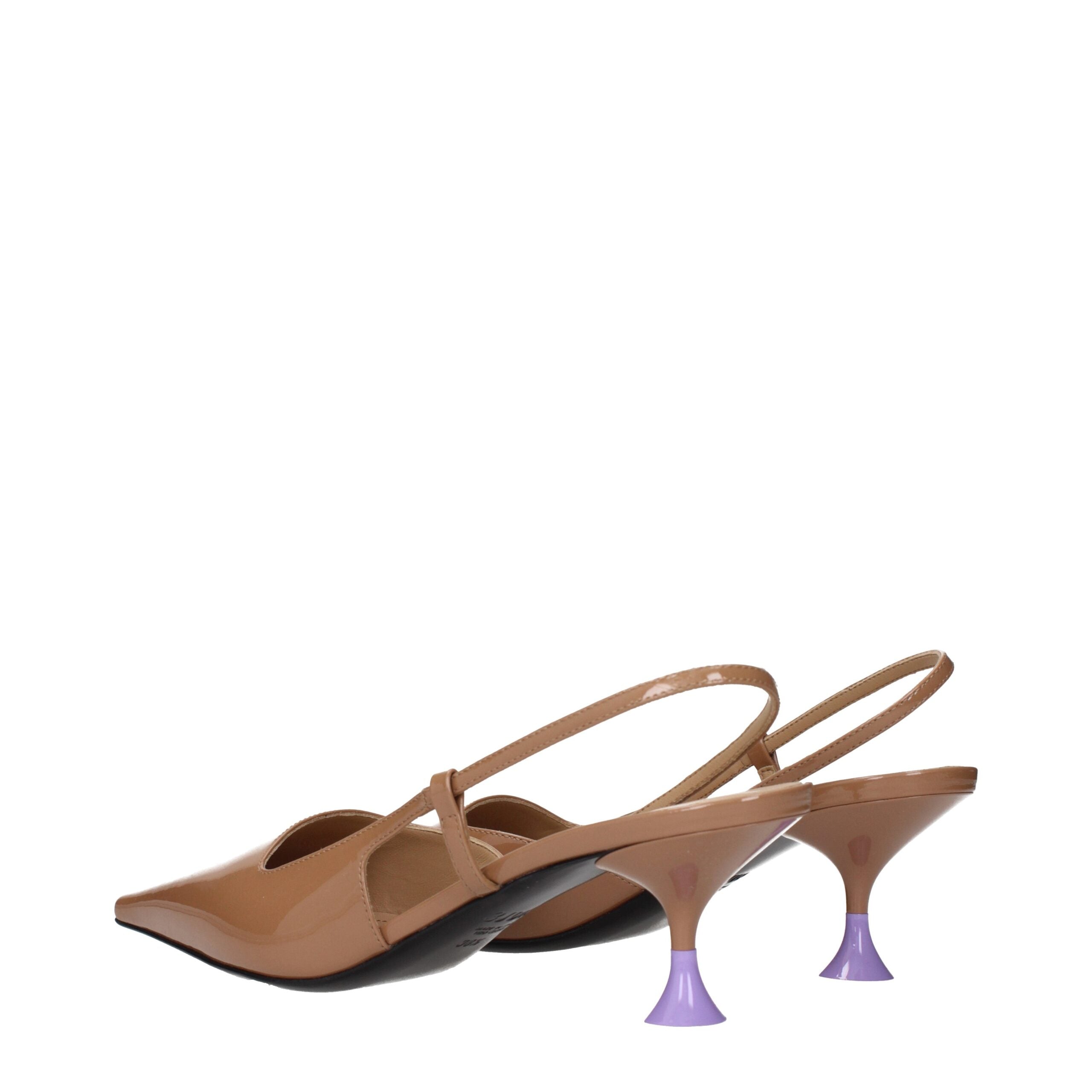 3Juin Brown Leather Mid Heel Pumps