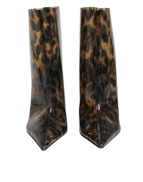 Dolce &amp; Gabbana Leopardprint PVC Spids Tå Støvler Sko