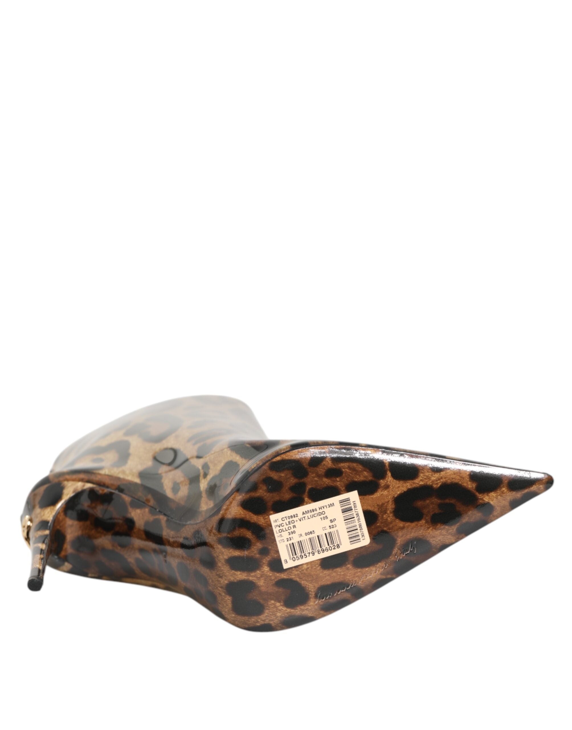 Dolce & Gabbana Leopard Print PVC Pointed Toe Boots Shoes