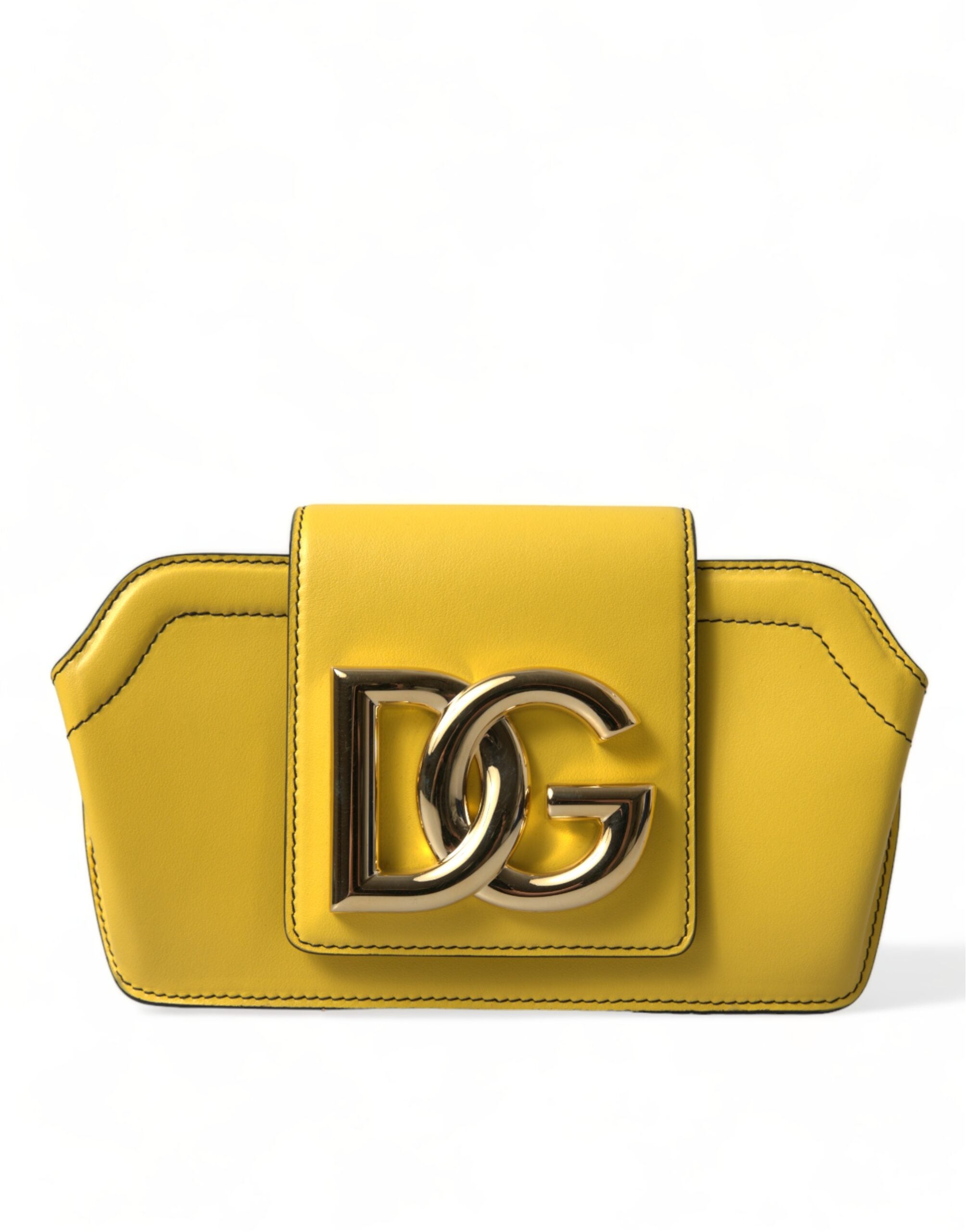 Dolce &amp; Gabbana Gul Slät Läder Kuvertväska med DG-Logotyp Axelväska