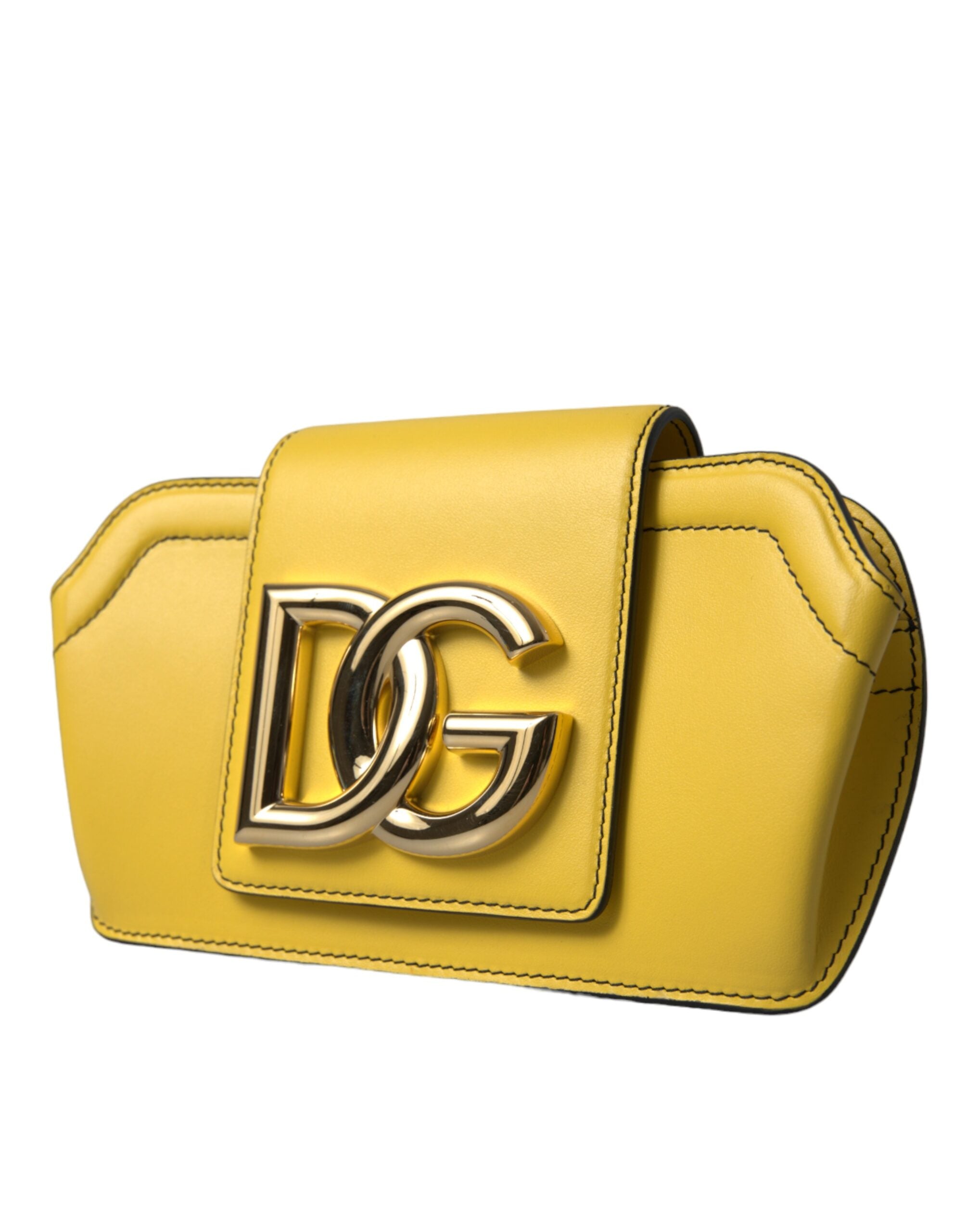Dolce &amp; Gabbana Gul Slät Läder Kuvertväska med DG-Logotyp Axelväska