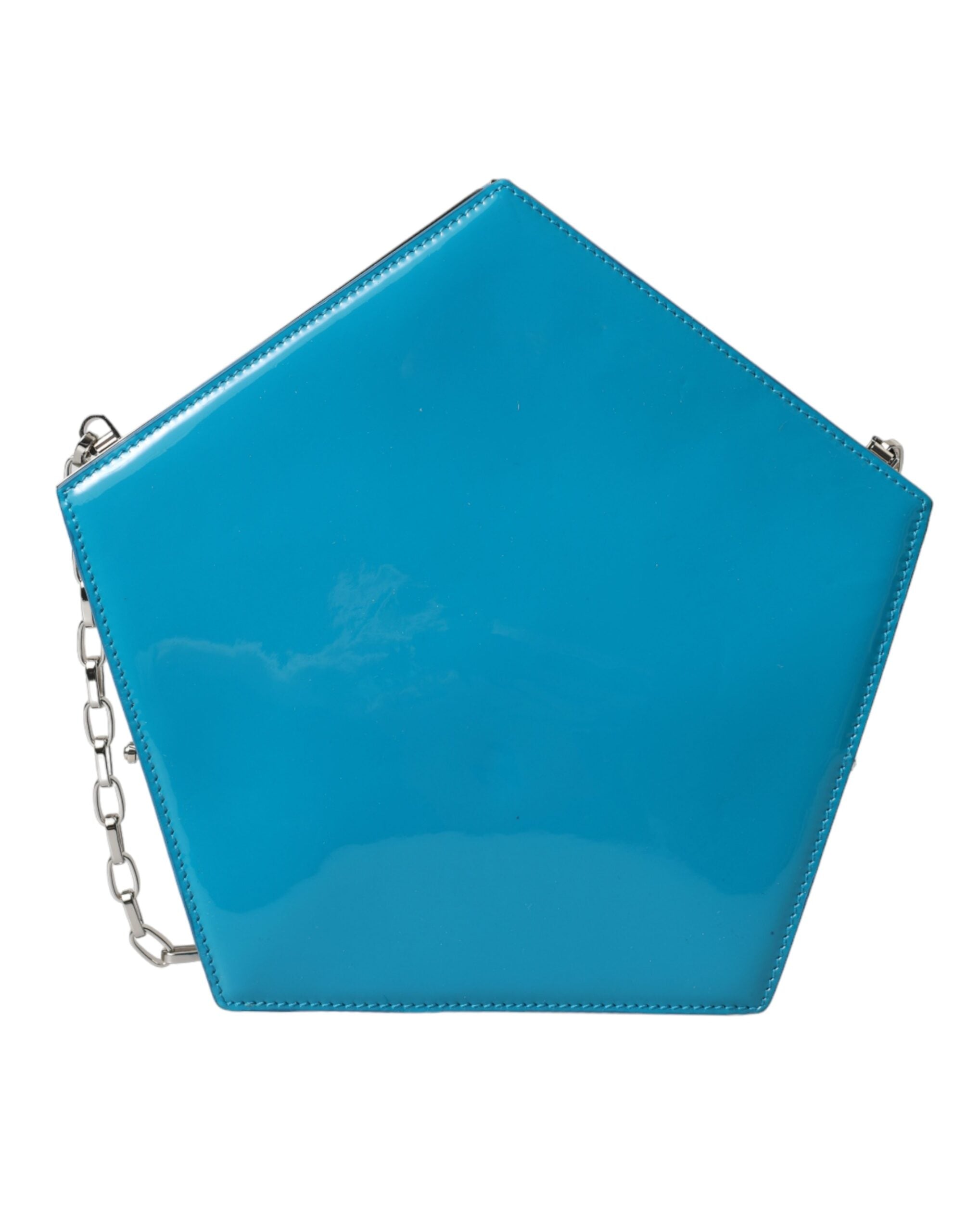 Dolce & Gabbana Blue Patent Leather Hashtag DG Shoulder Chain Flap Bag