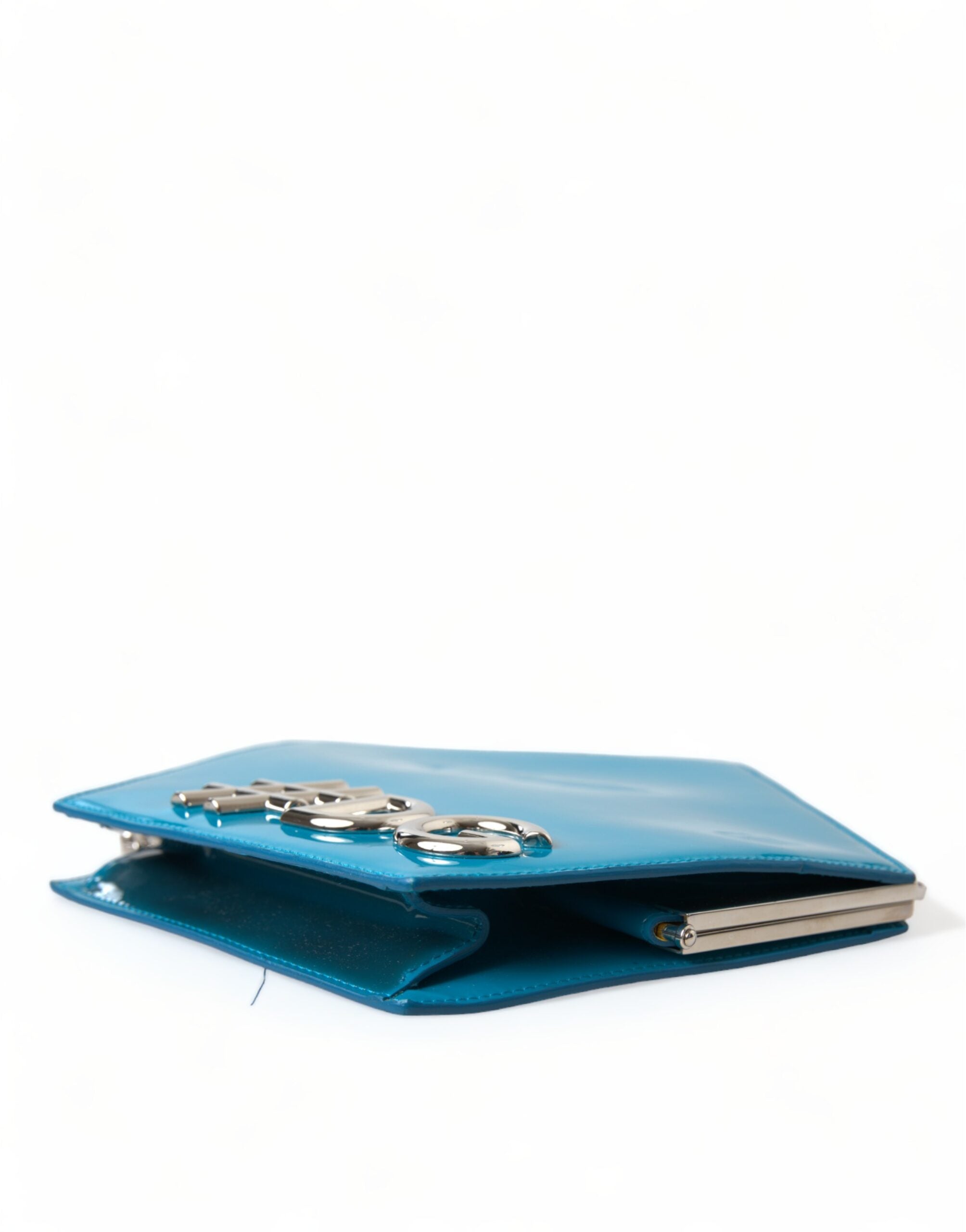 Dolce & Gabbana Blue Patent Leather Hashtag DG Shoulder Chain Flap Bag
