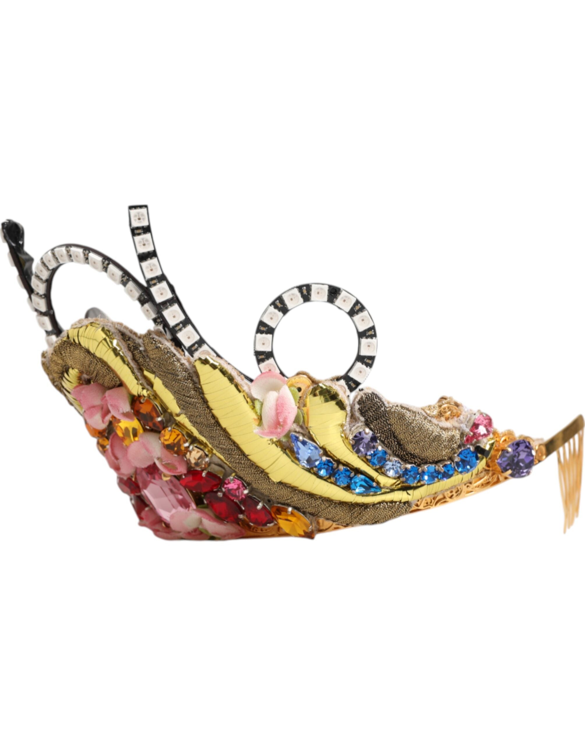 Dolce &amp; Gabbana Guld Messing Krystal Udsmykket Hovedbeklædning Krone Tiara