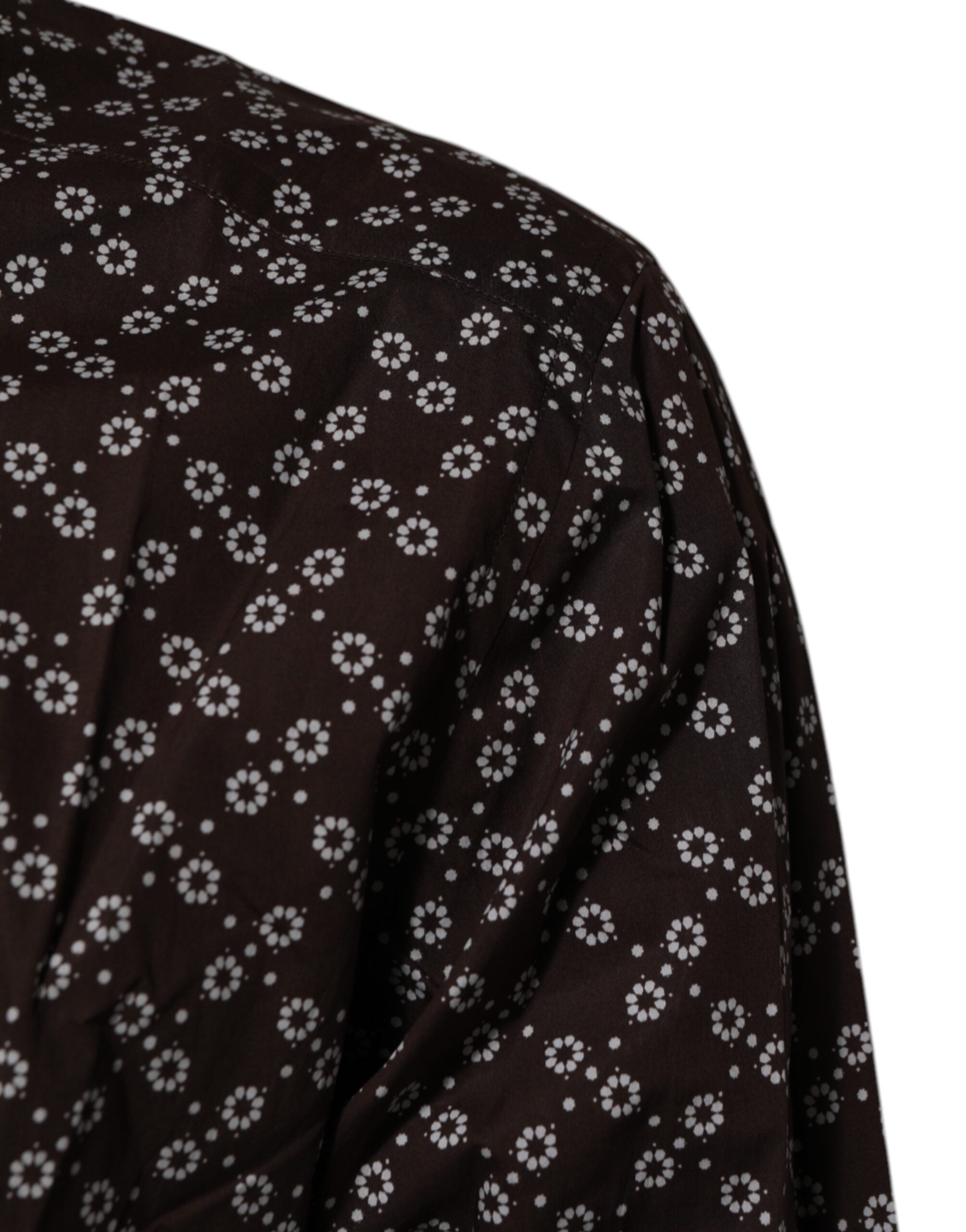Dolce &amp; Gabbana Brun Blommig Krage Guldfärgad Formell Skjorta