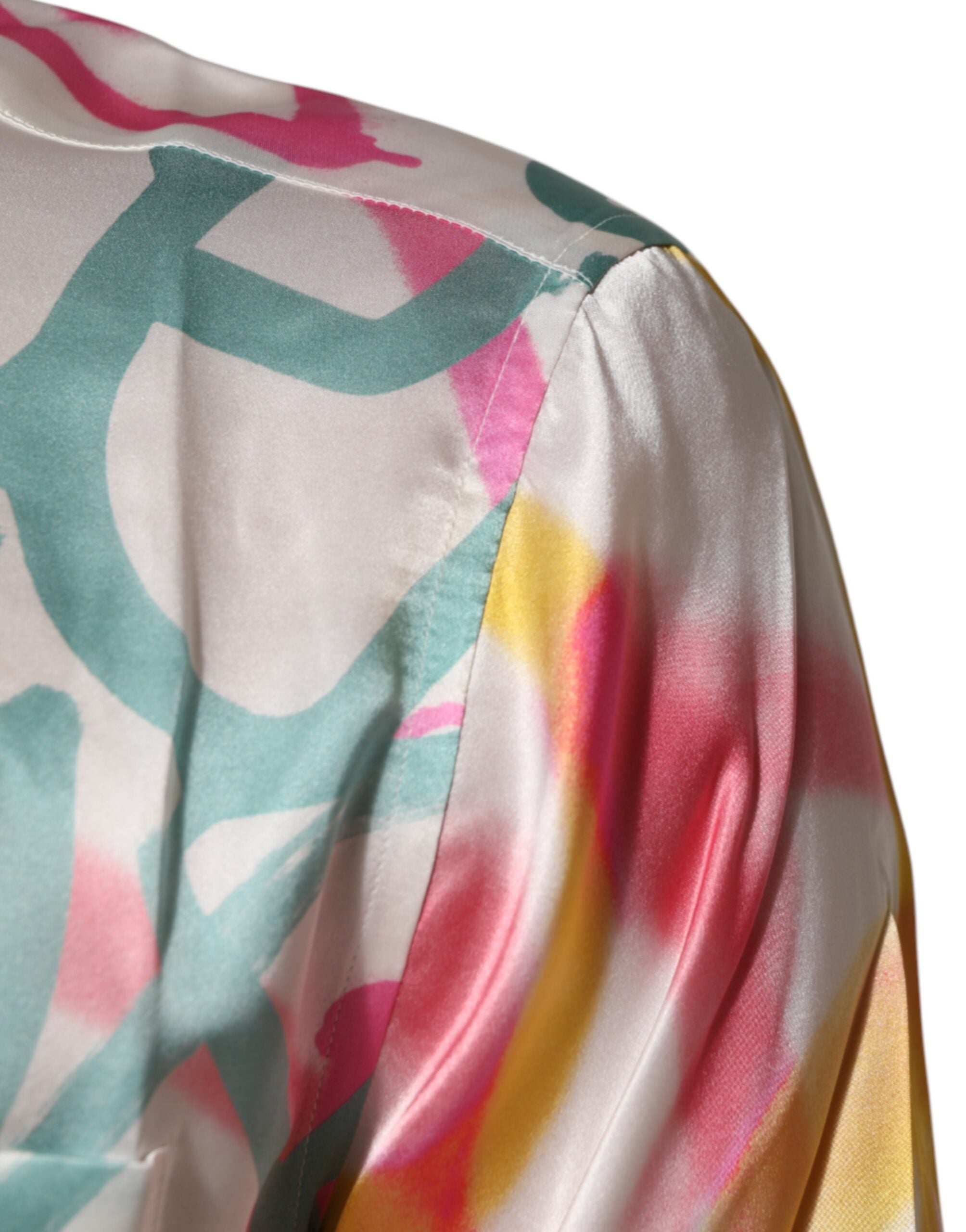 Dolce &amp; Gabbana Hvid Silke Hawaiian Graffiti Print Herre Casual Skjorte