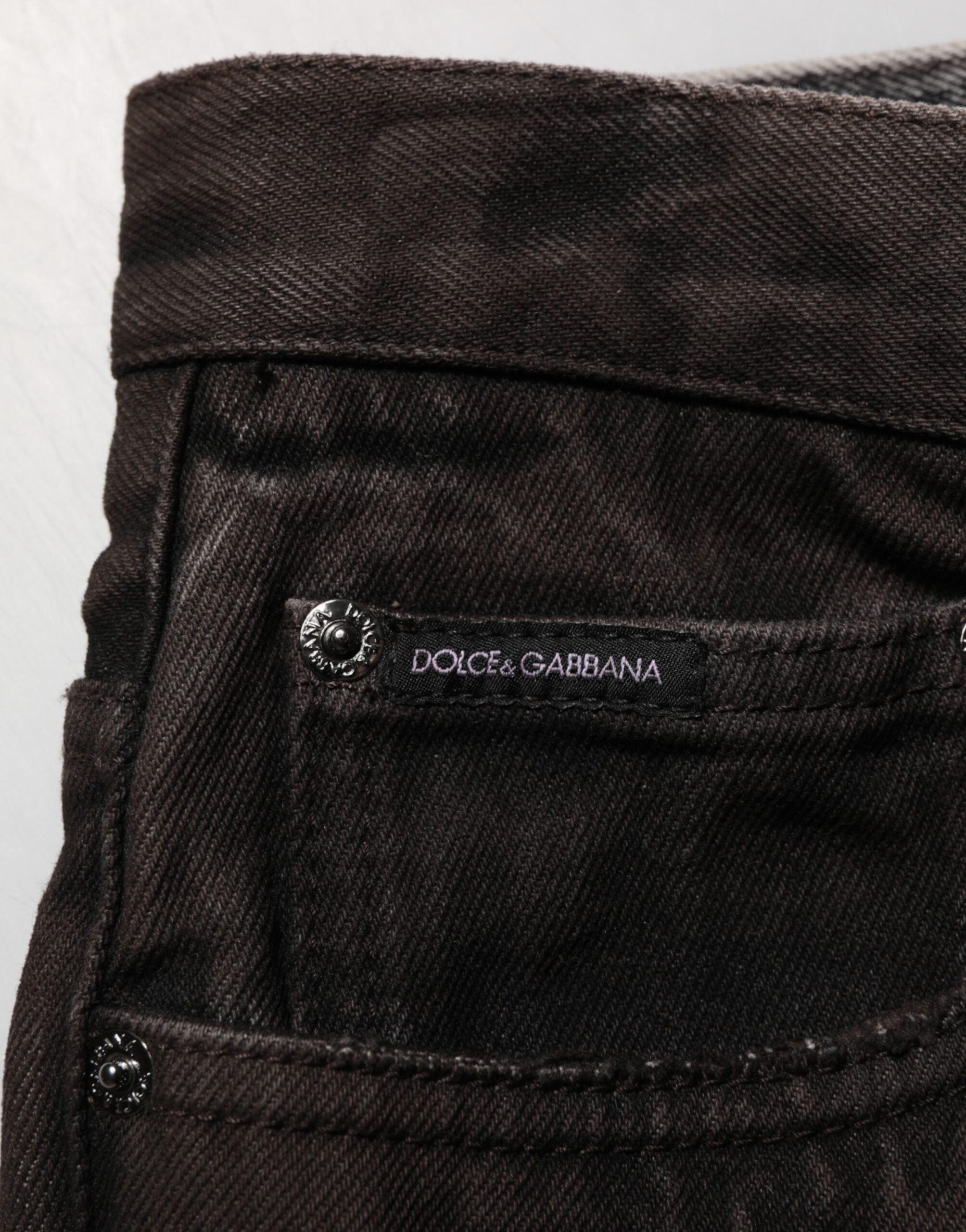 Dolce &amp; Gabbana Sorte Bomulds-Tattered Denim Herre Bermudashorts