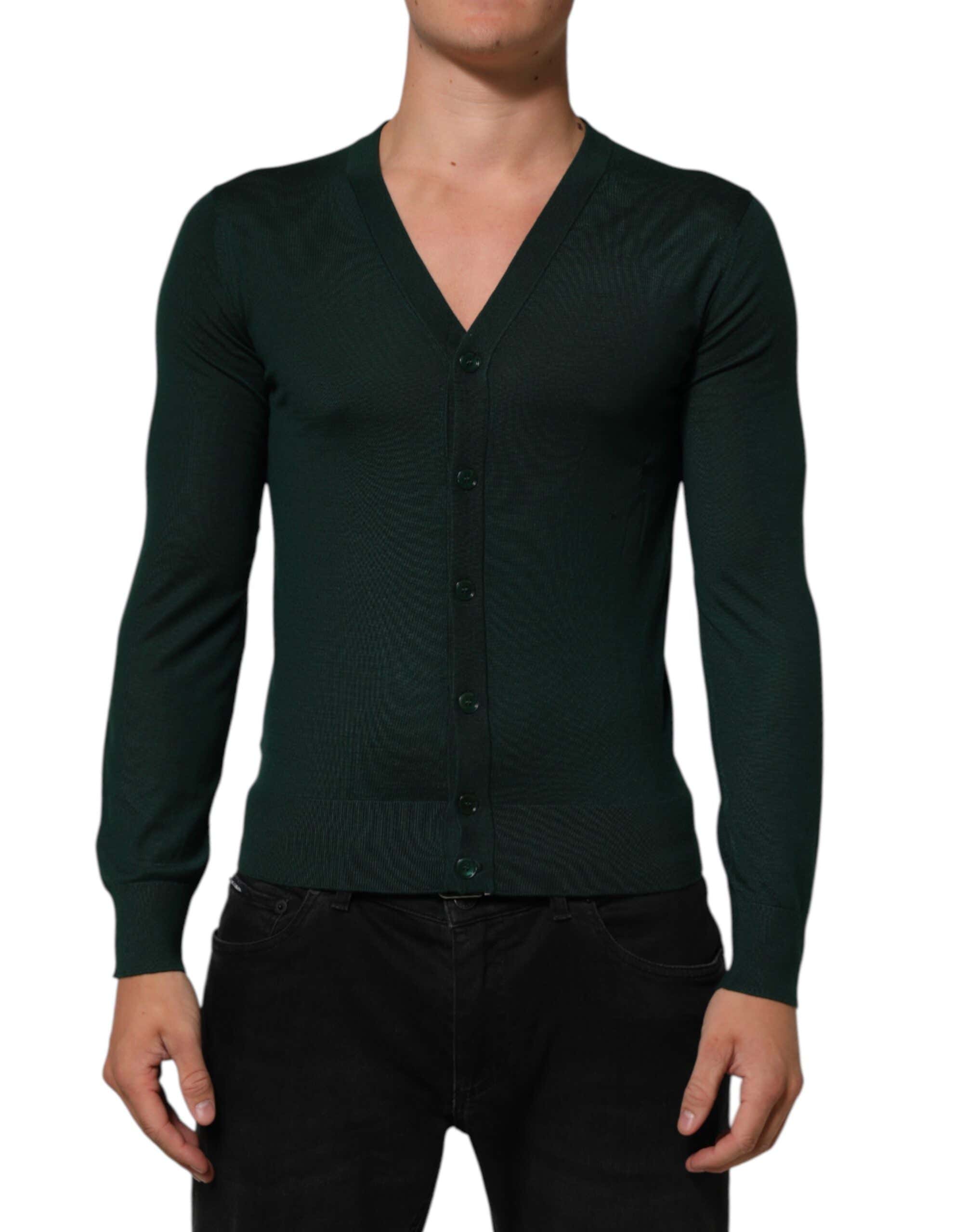Dolce &amp; Gabbana Mørkegrøn Herre Cardigan med Knapper