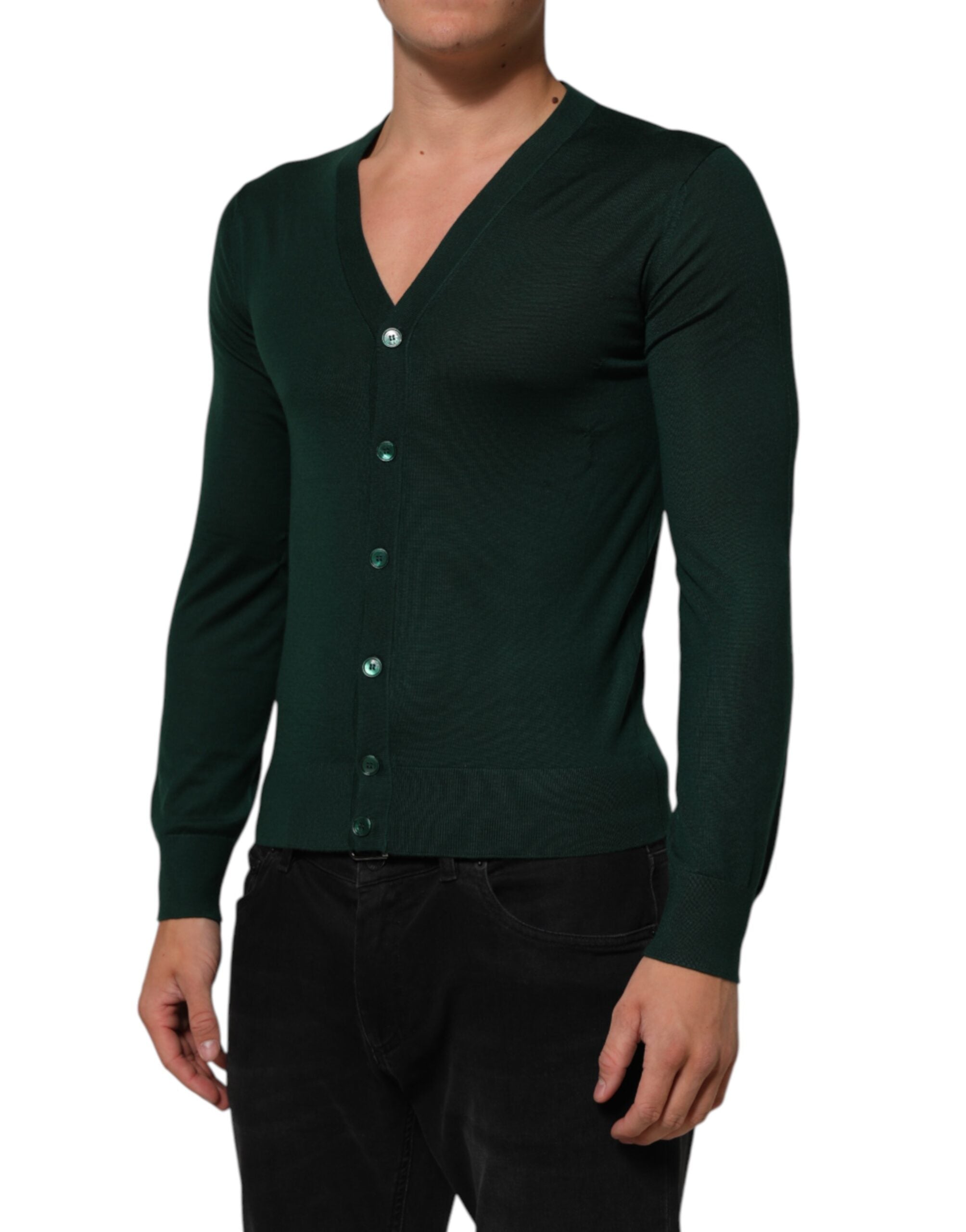 Dolce &amp; Gabbana Mørkegrøn Herre Cardigan med Knapper