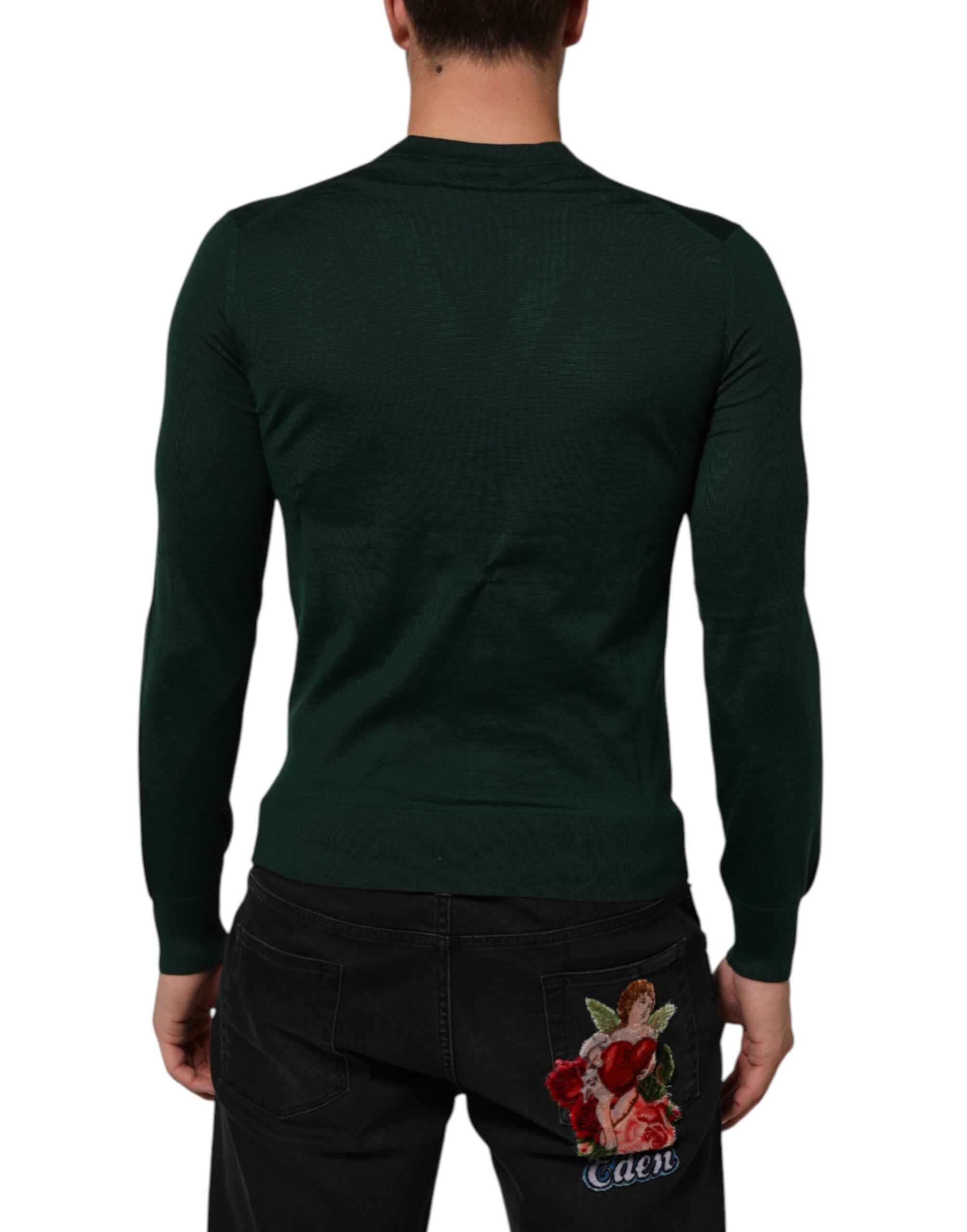Dolce &amp; Gabbana Mørkegrøn Herre Cardigan med Knapper