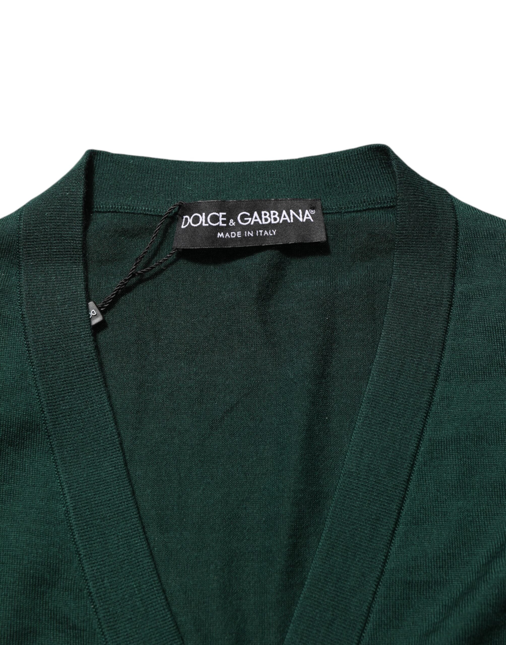 Dolce &amp; Gabbana Mørkegrøn Herre Cardigan med Knapper