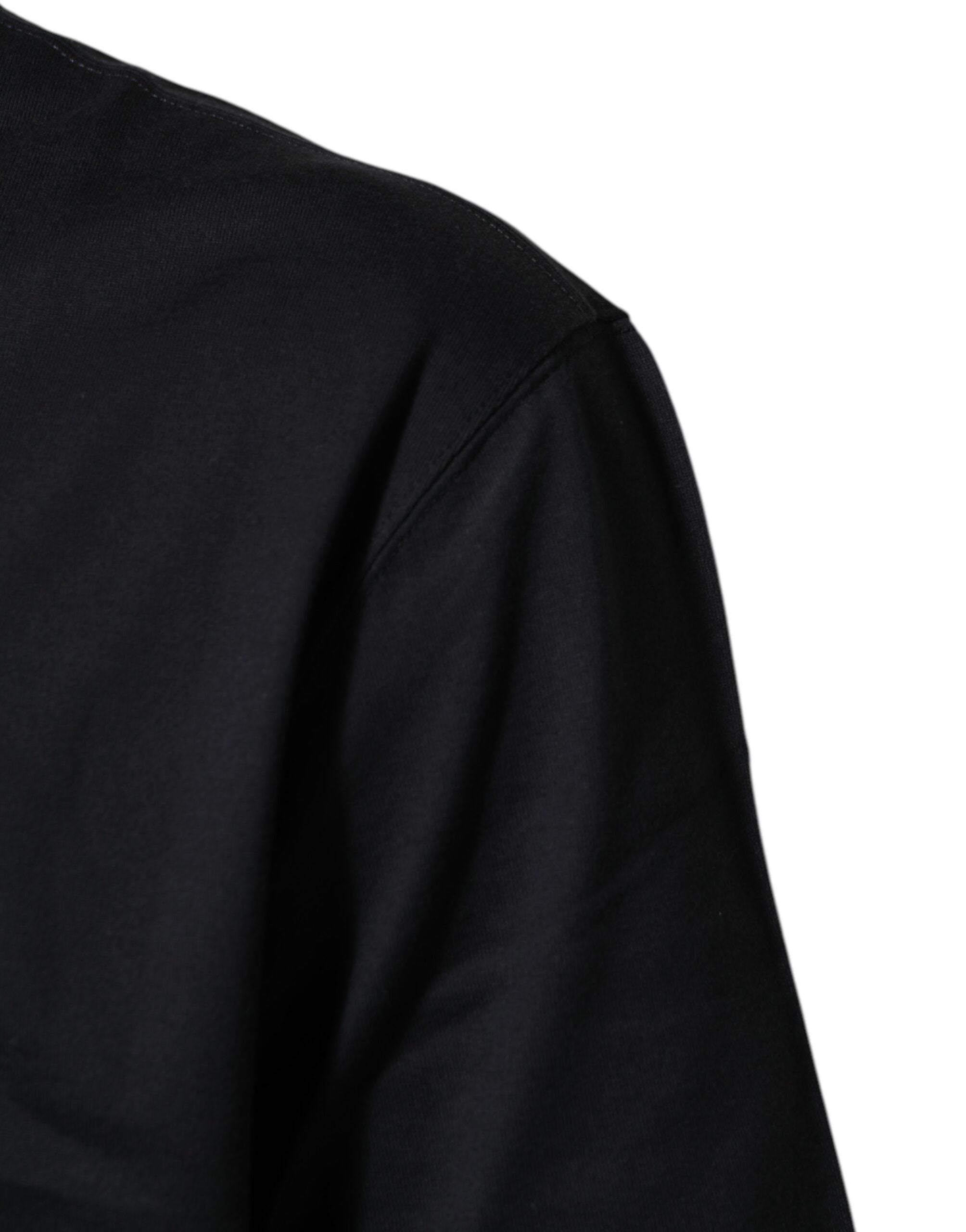 Dolce &amp; Gabbana Sort Logo Compass Bomuld Rund Hals T-shirt