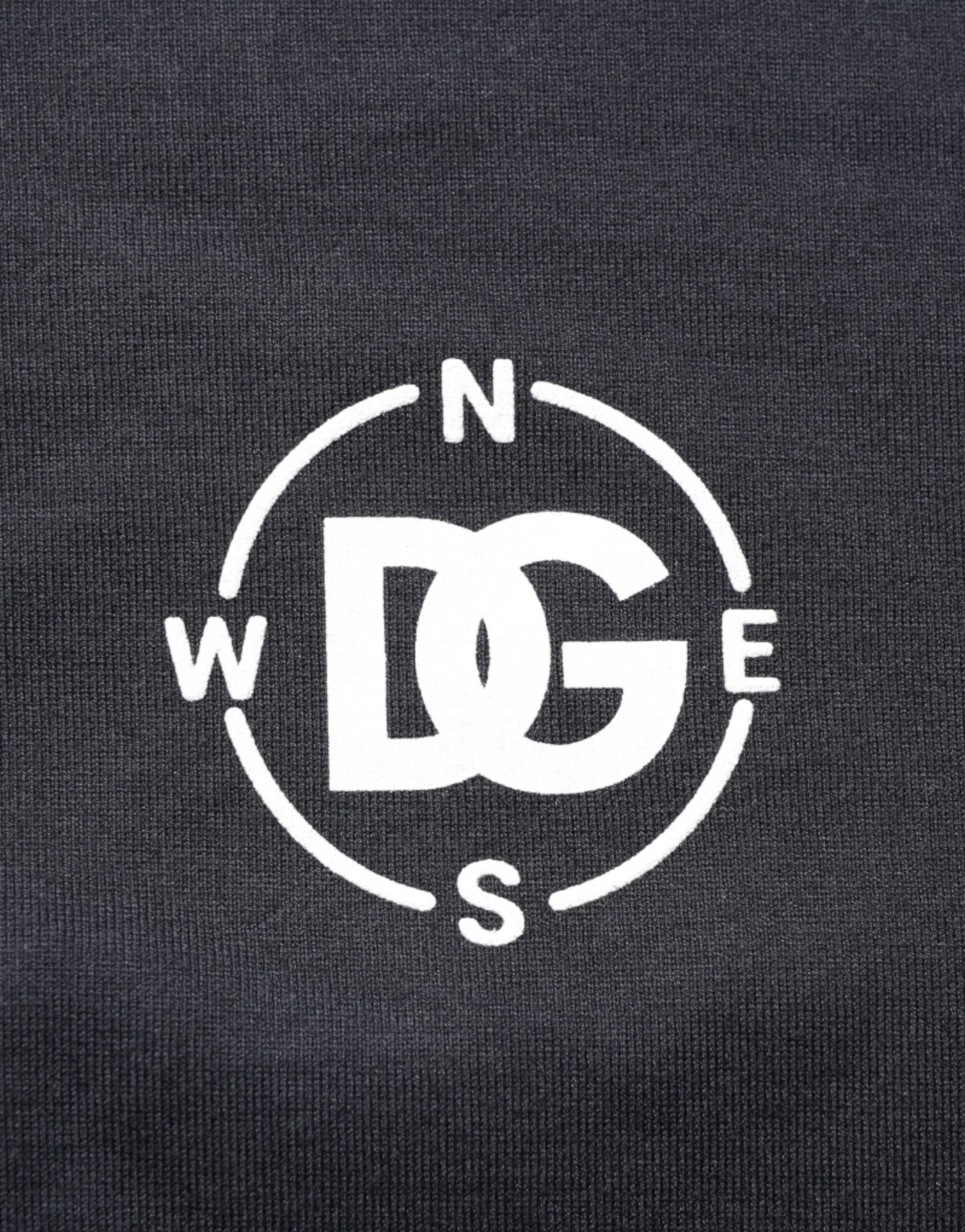 Dolce &amp; Gabbana Sort Logo Compass Bomuld Rund Hals T-shirt