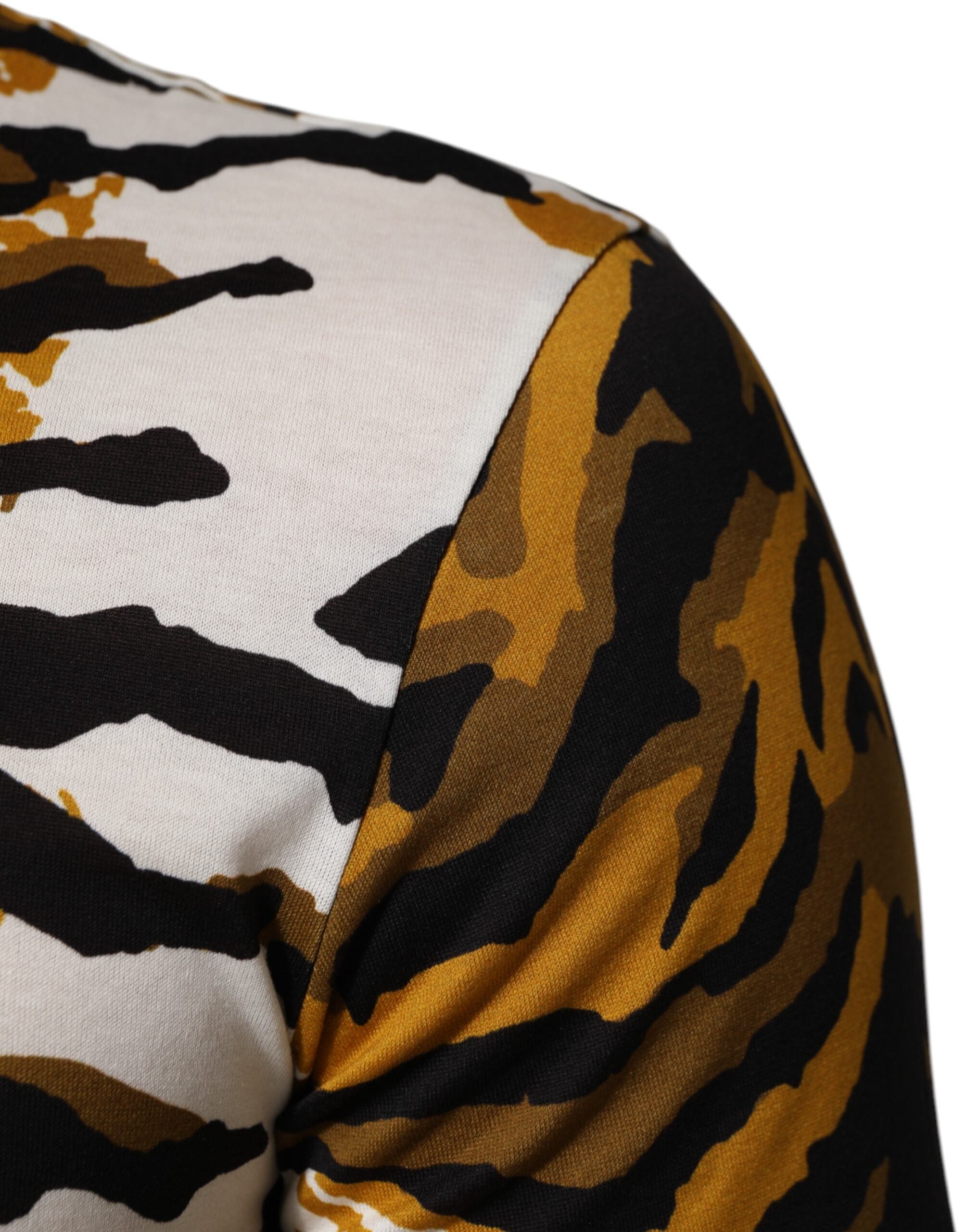 Dolce &amp; Gabbana Flerfarvet Leopard Palmeblad Herre T-shirt med Rund Hals