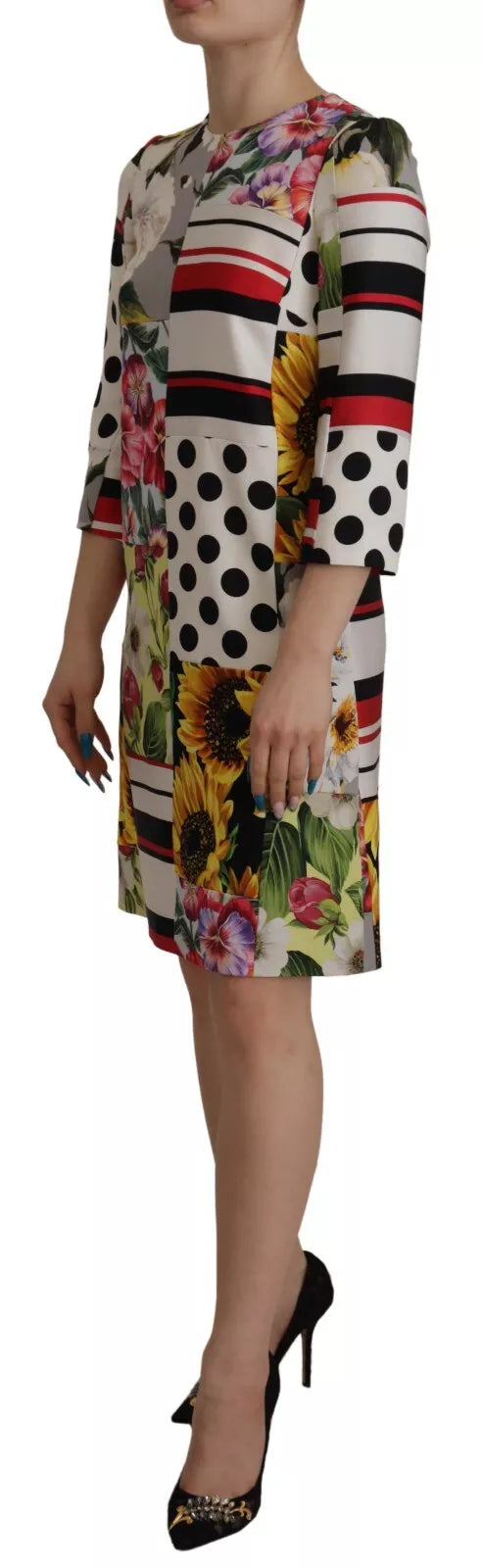 Dolce &amp; Gabbana Flerfarvet Pawwork Charmeuse Blomster Shift-kjole