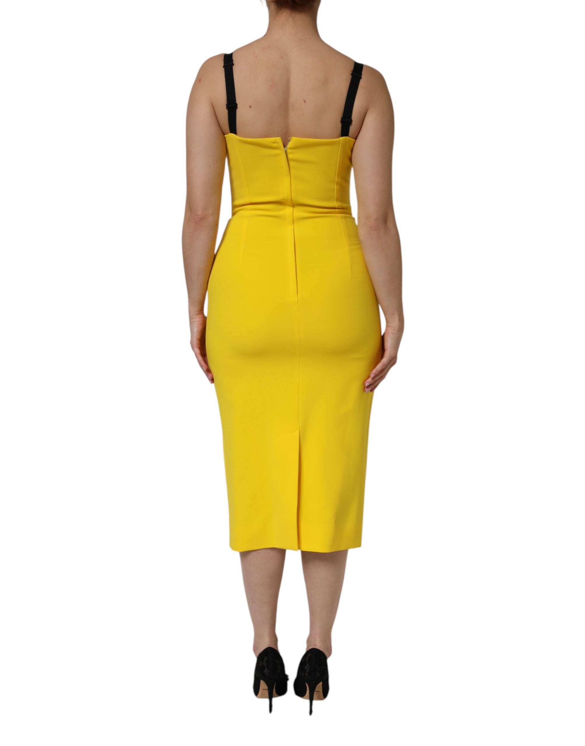 Dolce &amp; Gabbana Gul Polyester Ærmeløs Skede Midikjole
