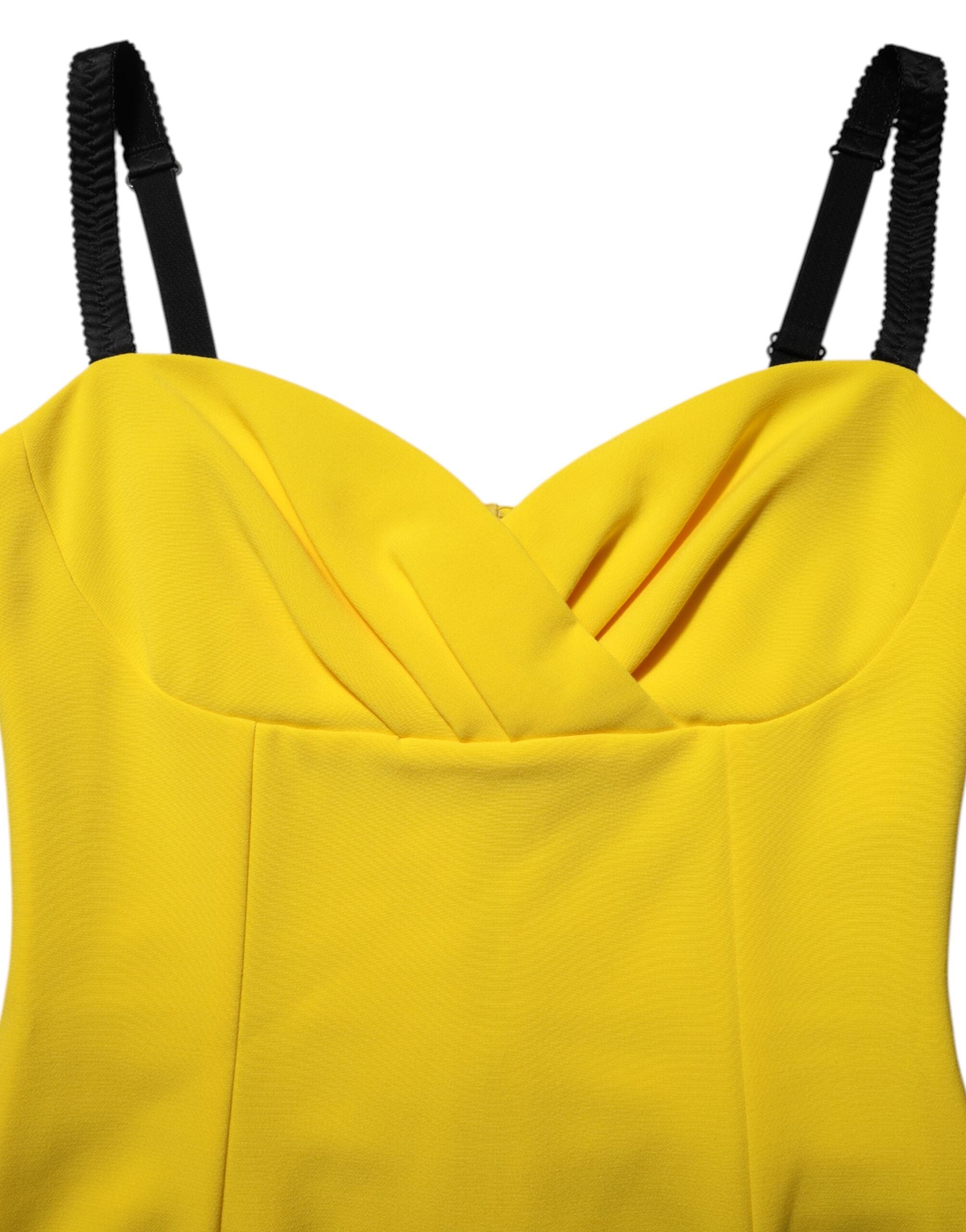 Dolce &amp; Gabbana Gul Polyester Ærmeløs Skede Midikjole