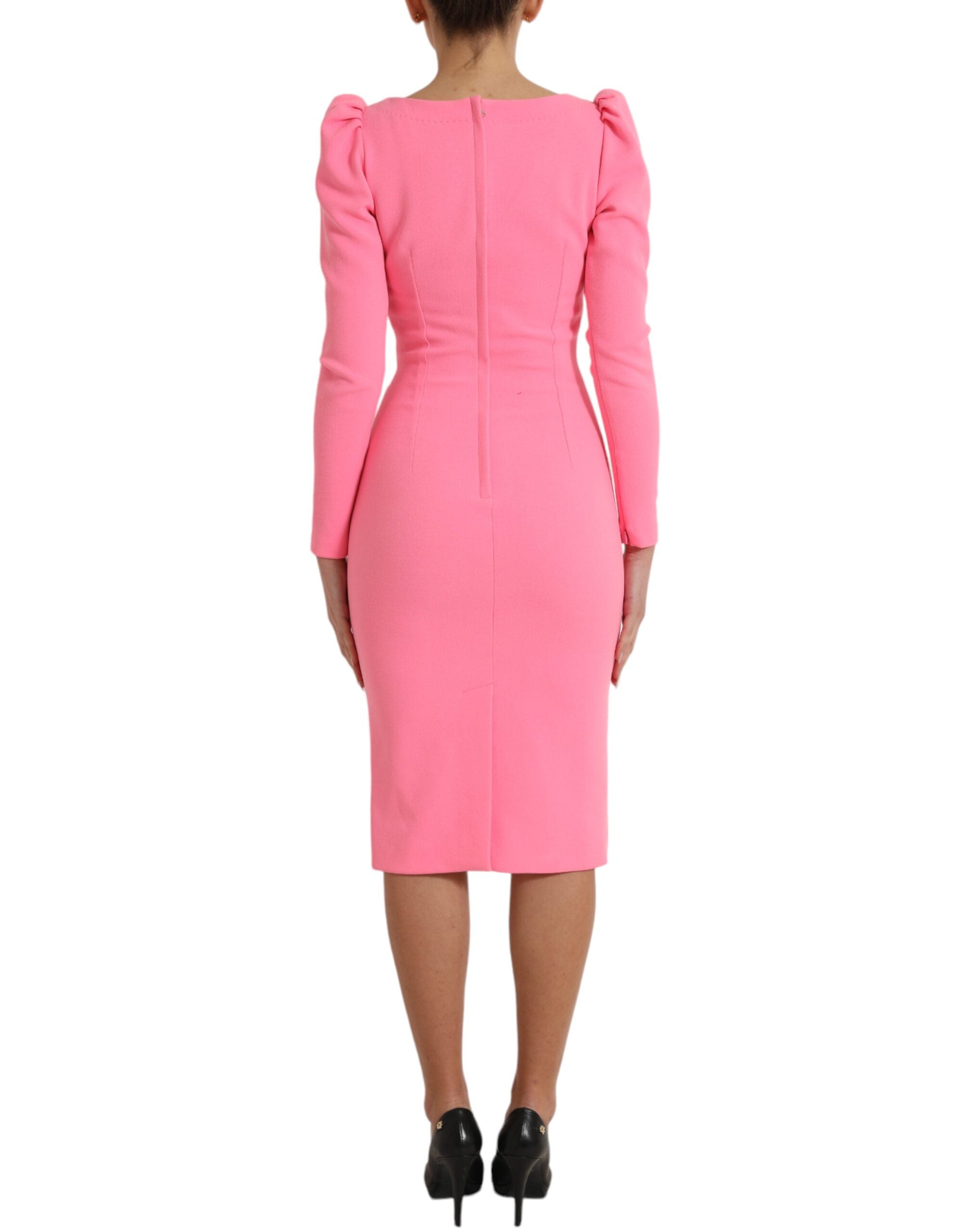 Dolce &amp; Gabbana Lyserød Polyester Langærmet Midikjole