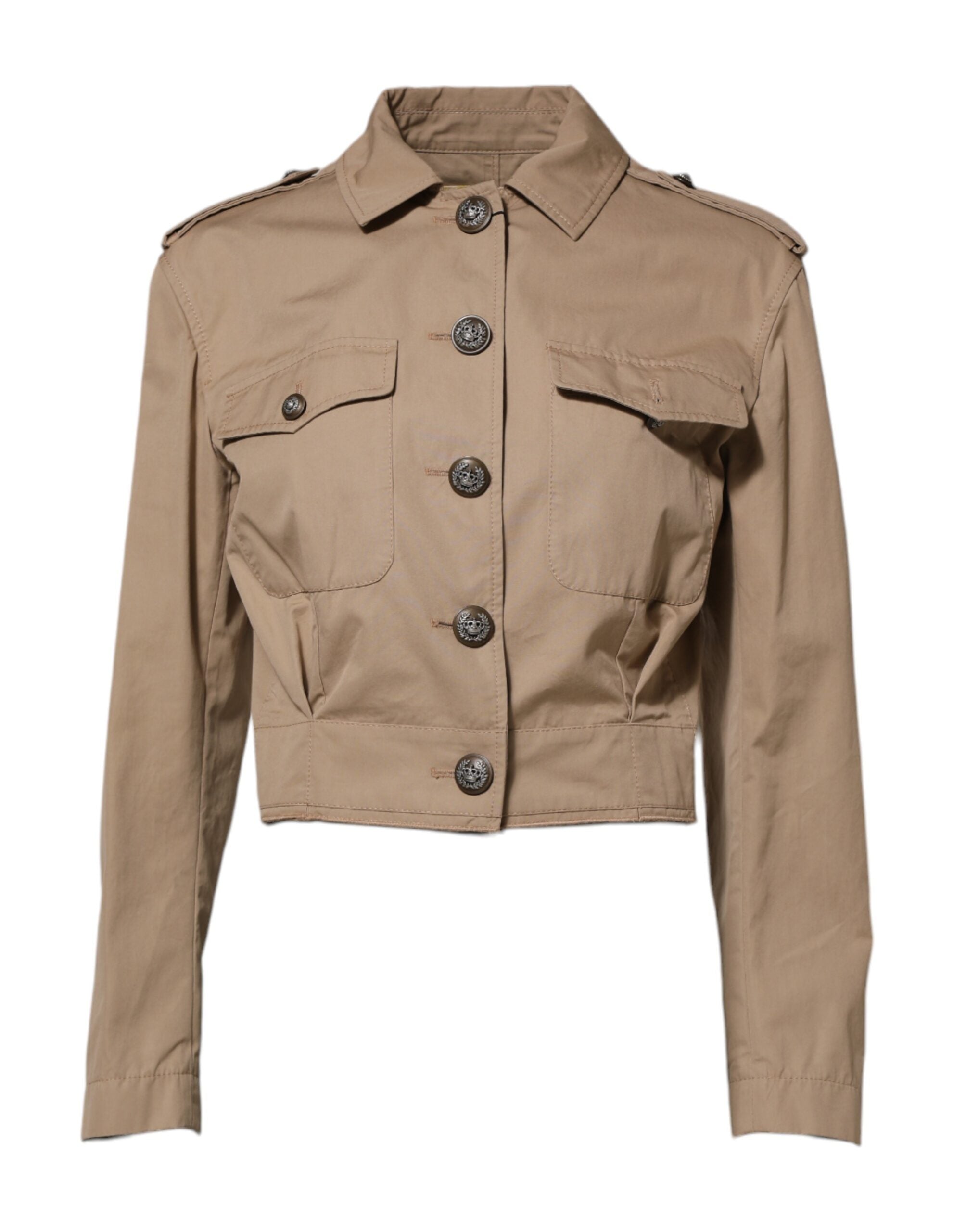 Dolce &amp; Gabbana Beige bomuldsjakke med knapper og smal pasform