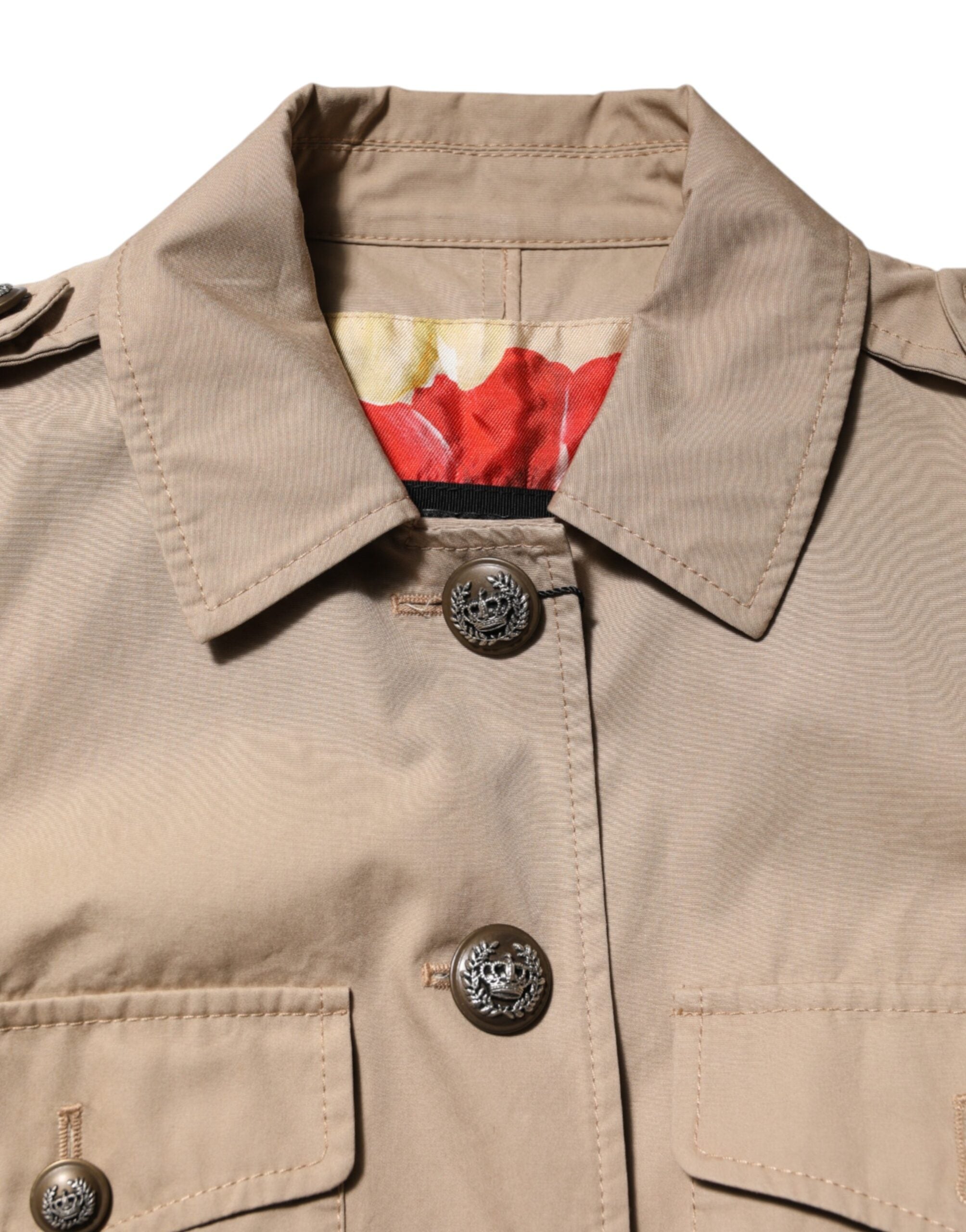 Dolce &amp; Gabbana Beige bomuldsjakke med knapper og smal pasform