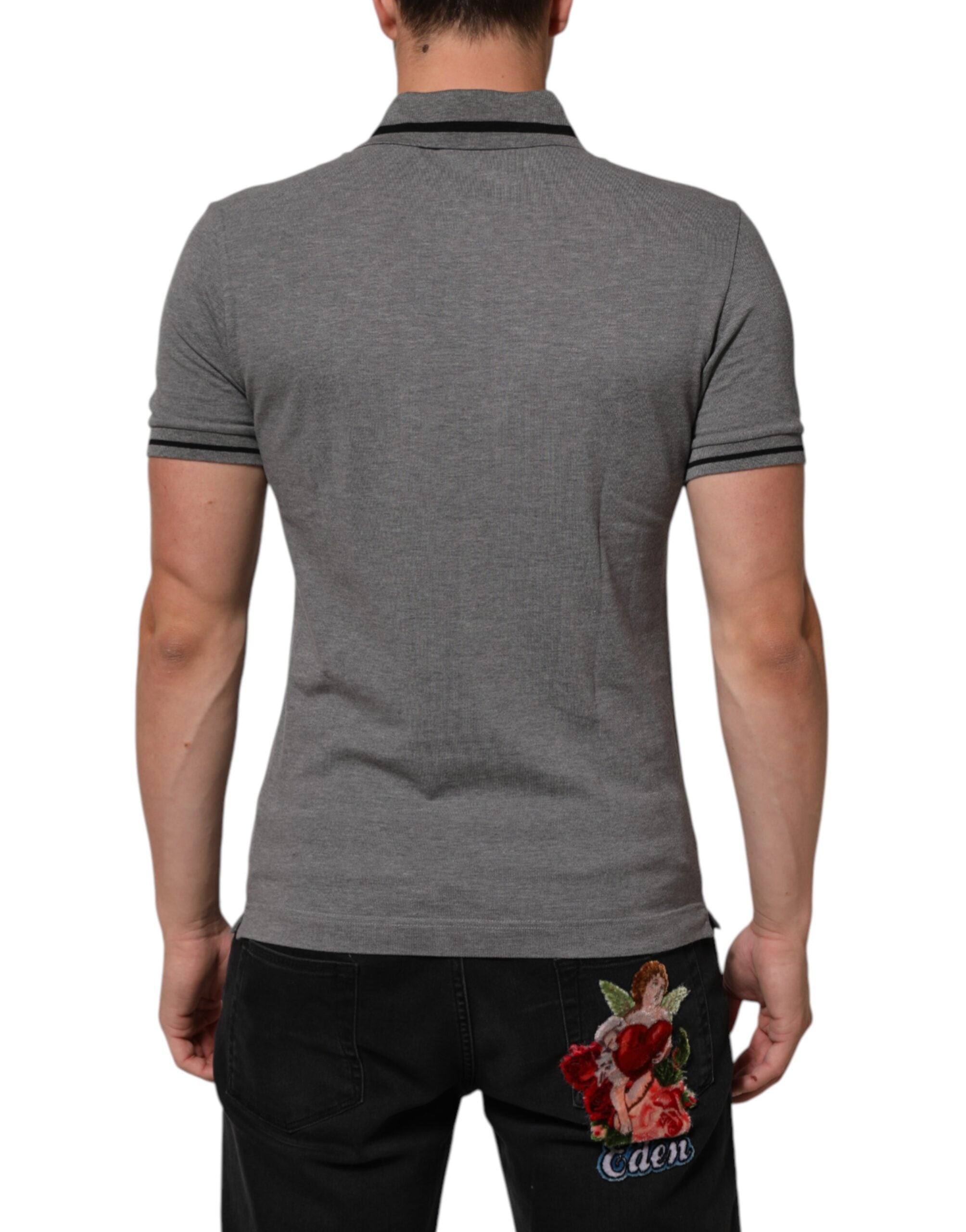Dolce &amp; Gabbana grå polo-T-shirt med logo og krave