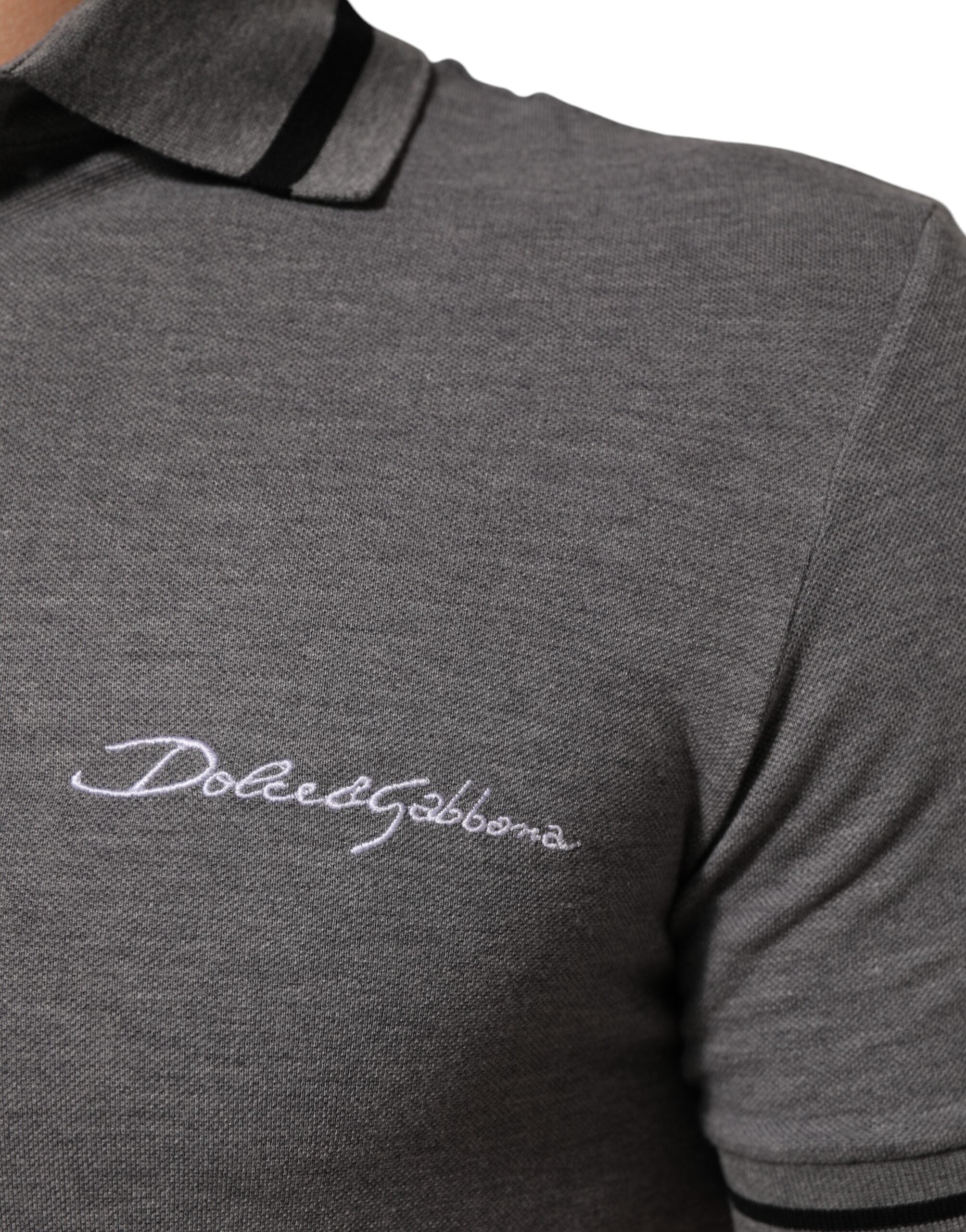 Dolce &amp; Gabbana grå polo-T-shirt med logo og krave
