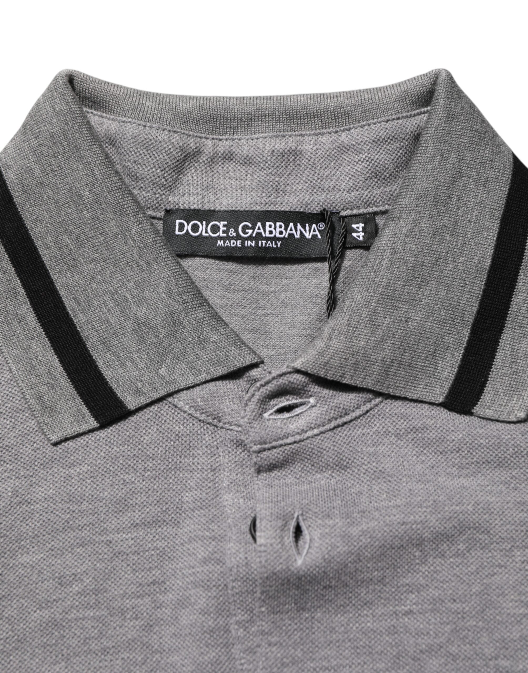 Dolce &amp; Gabbana grå polo-T-shirt med logo og krave
