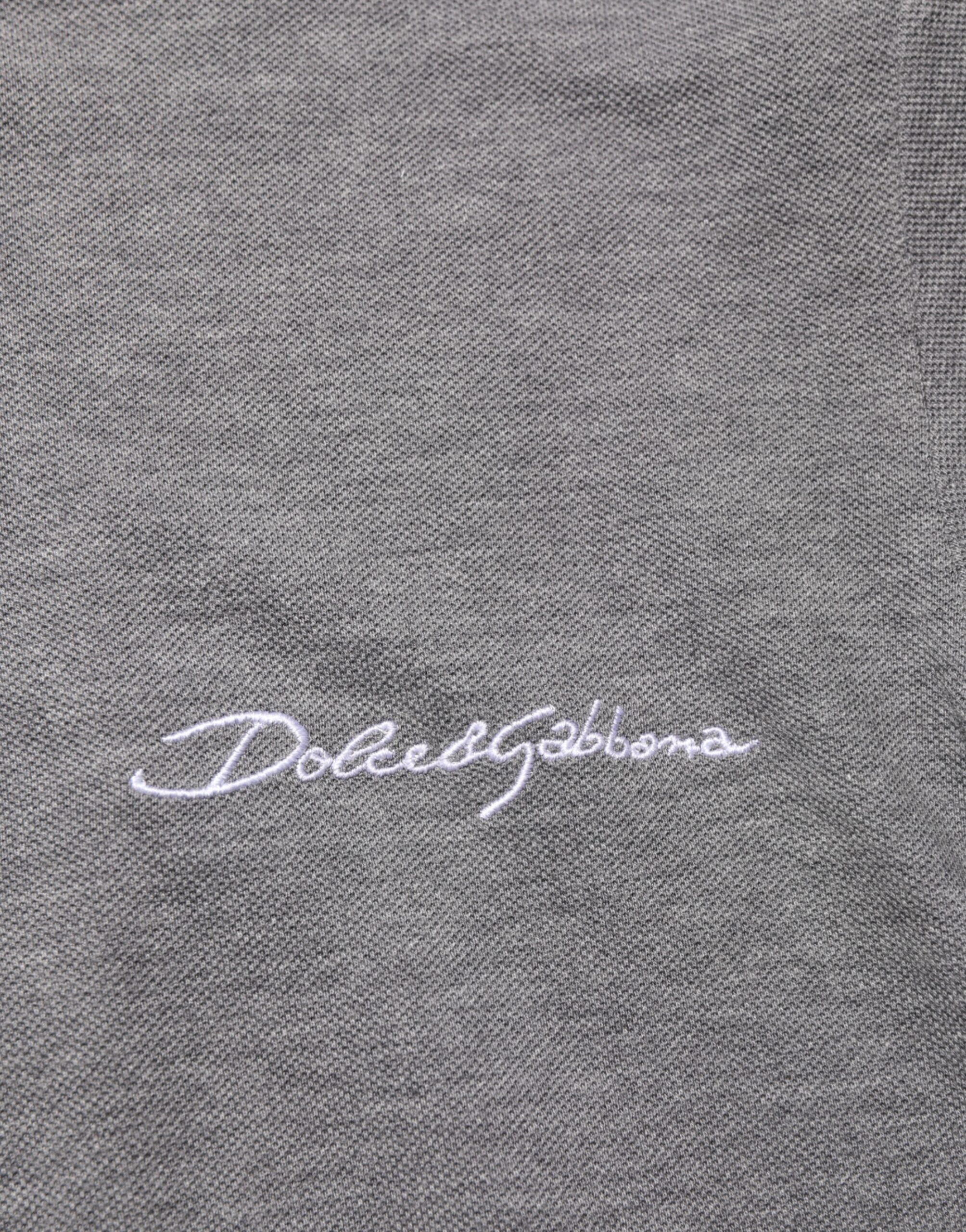 Dolce &amp; Gabbana grå polo-T-shirt med logo og krave