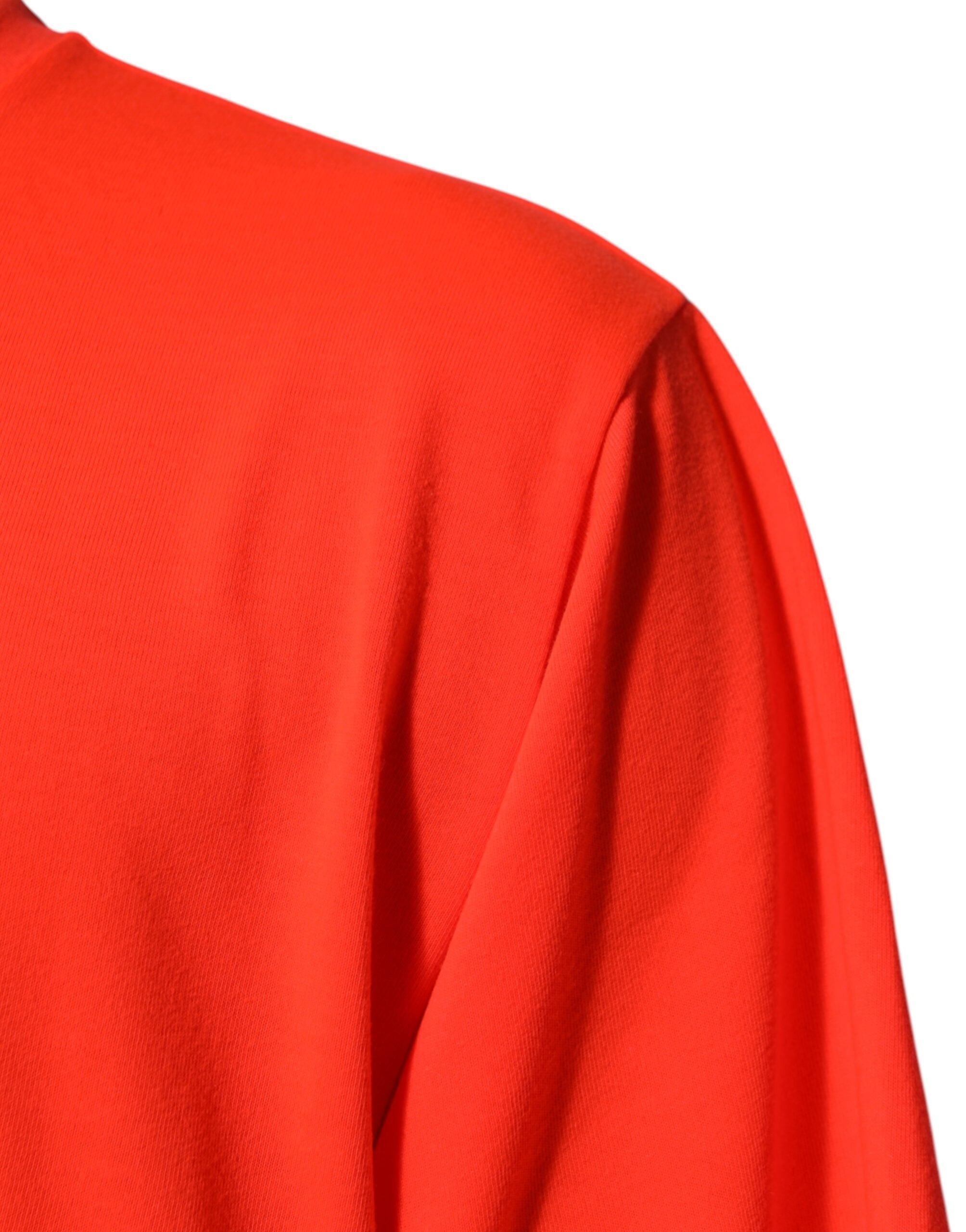 Dolce &amp; Gabbana Neon Orange Polyester Herre T-shirt med Rund Hals