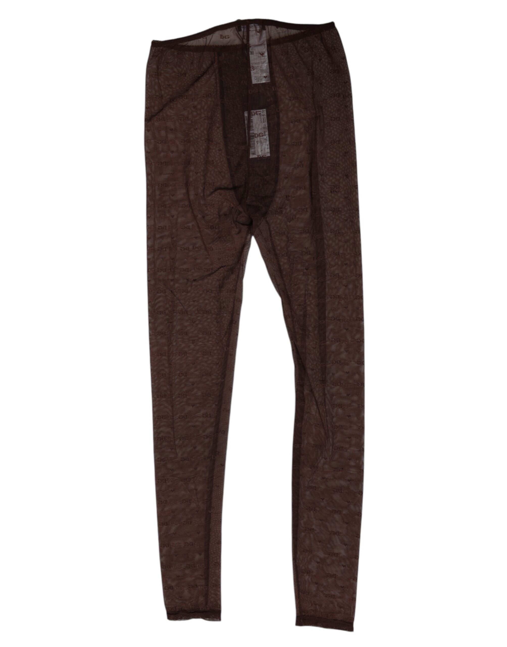 Dolce &amp; Gabbana Brune Nylon Logo Blonde Leggings Bukser Undertøj