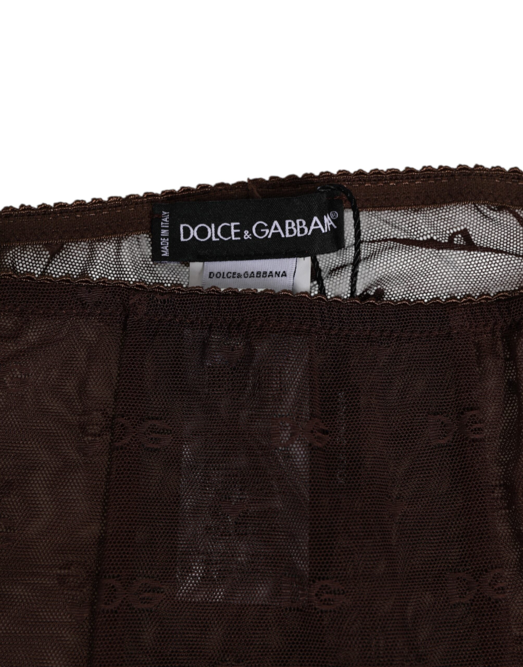 Dolce &amp; Gabbana Brune Nylon Logo Blonde Leggings Bukser Undertøj