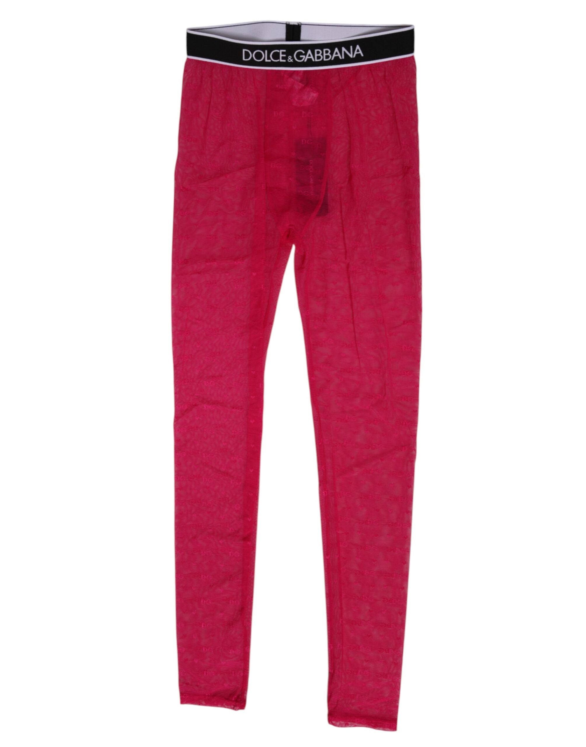 Dolce &amp; Gabbana Fuchsia Nylon Logo Blonde Leggings Bukser Undertøj