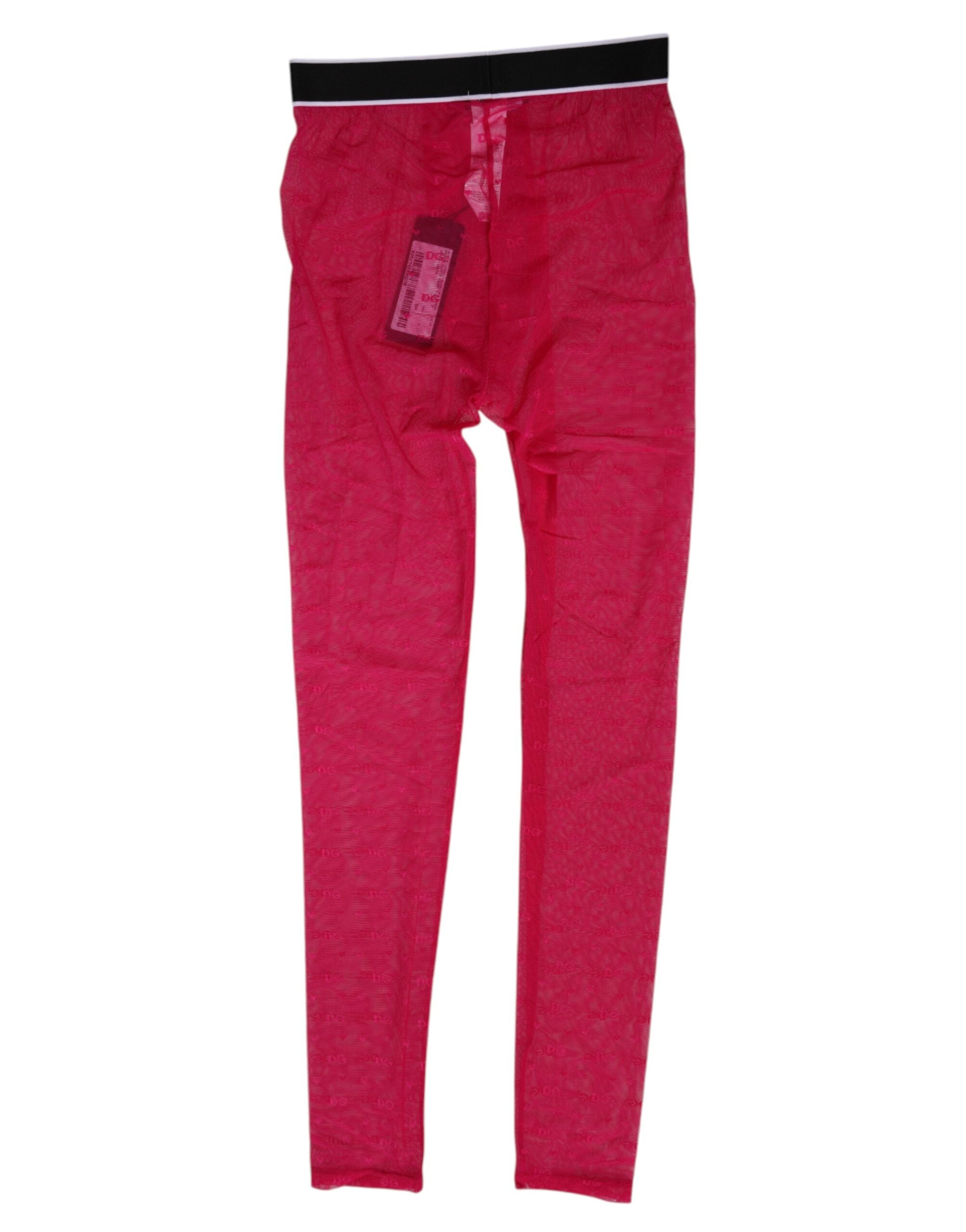 Dolce &amp; Gabbana Fuchsia Nylon Logo Blonde Leggings Bukser Undertøj